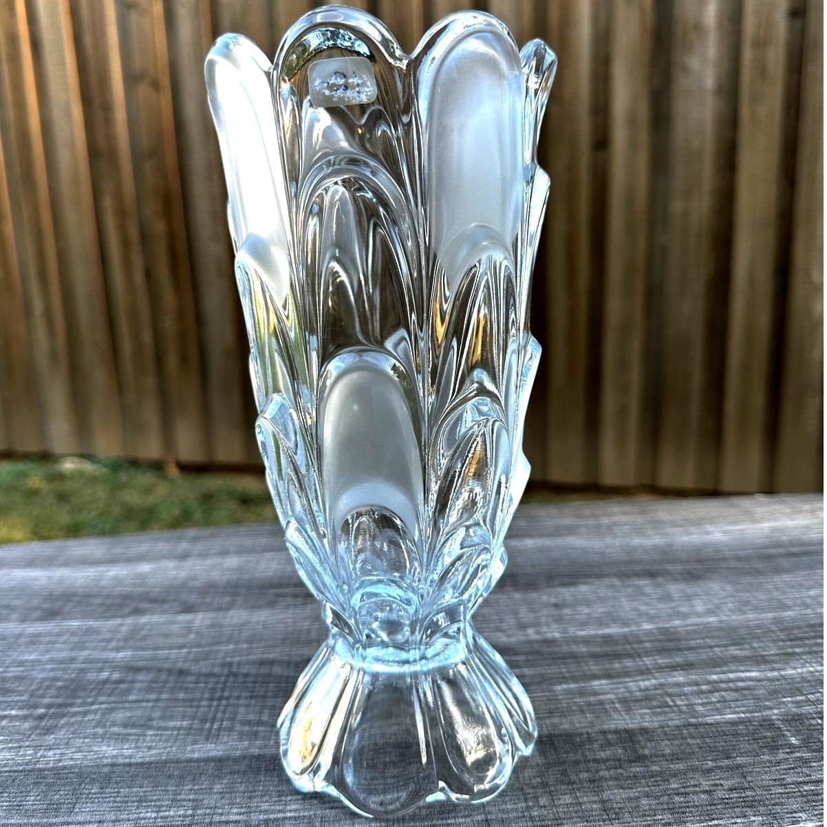 Toscana Bohemia Heavy Czech 10" Crystal Vase Layered Petal Frosted Accent Design - Thumbnail 6