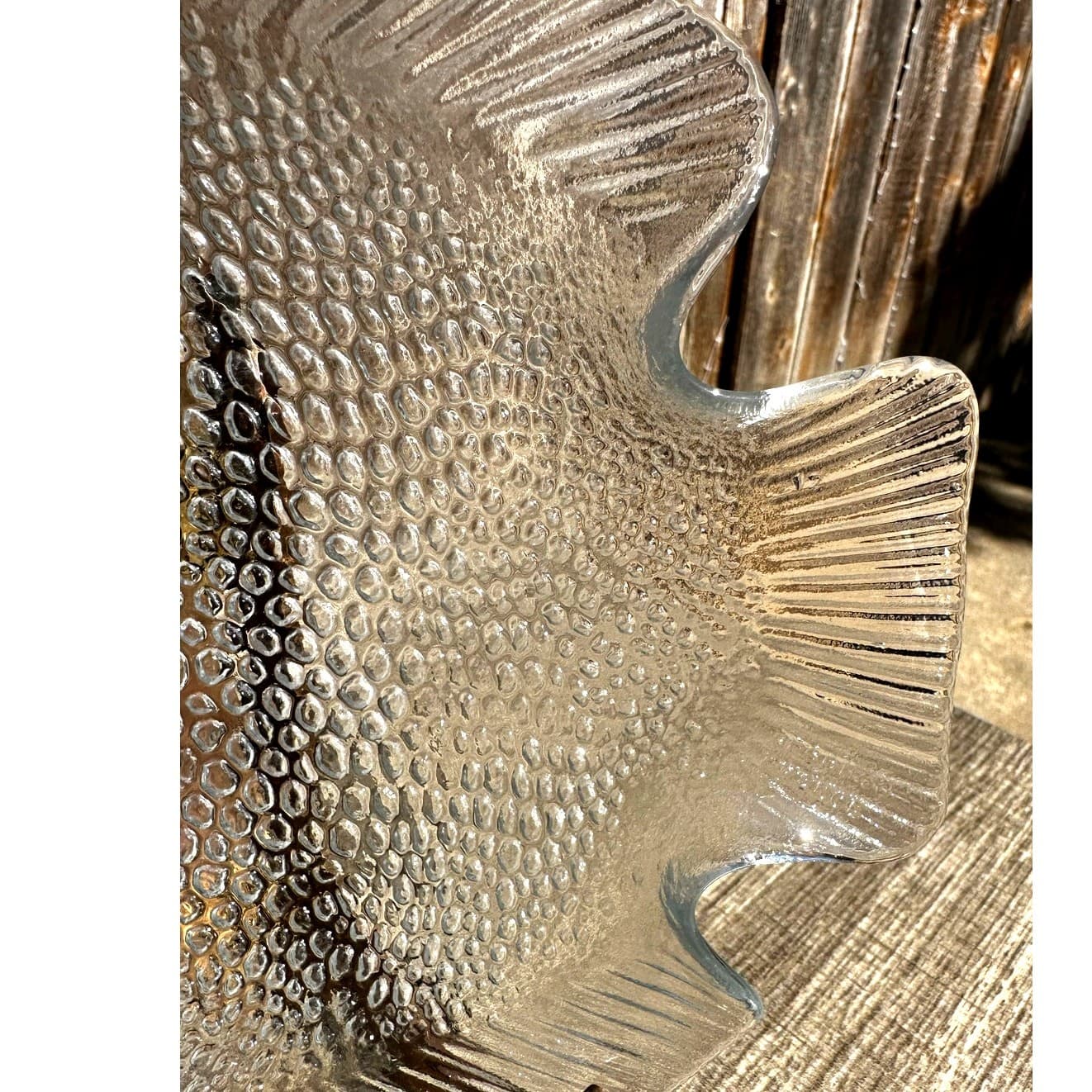 Arcoroc France Vintage Textured Clear Glass Poisson Fish Shape 10"x8.25" Plate - Thumbnail 4