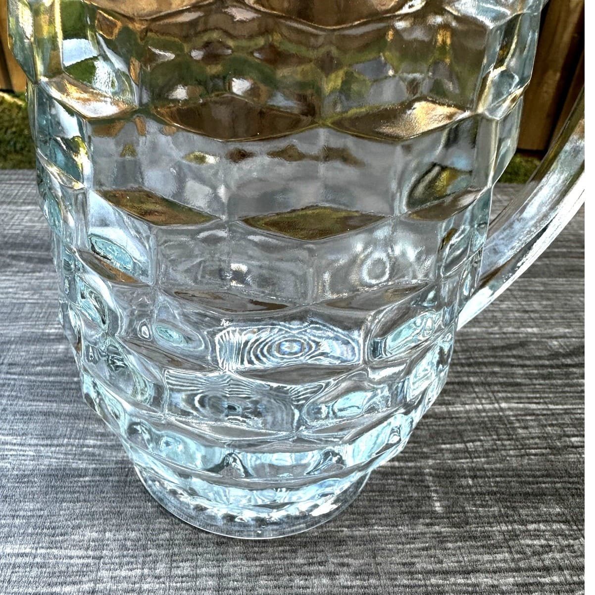 Indiana Glass Whitehall Clear Cubist 8.5" Tall Mid Century Heavy 52 oz Pitcher - Thumbnail 2