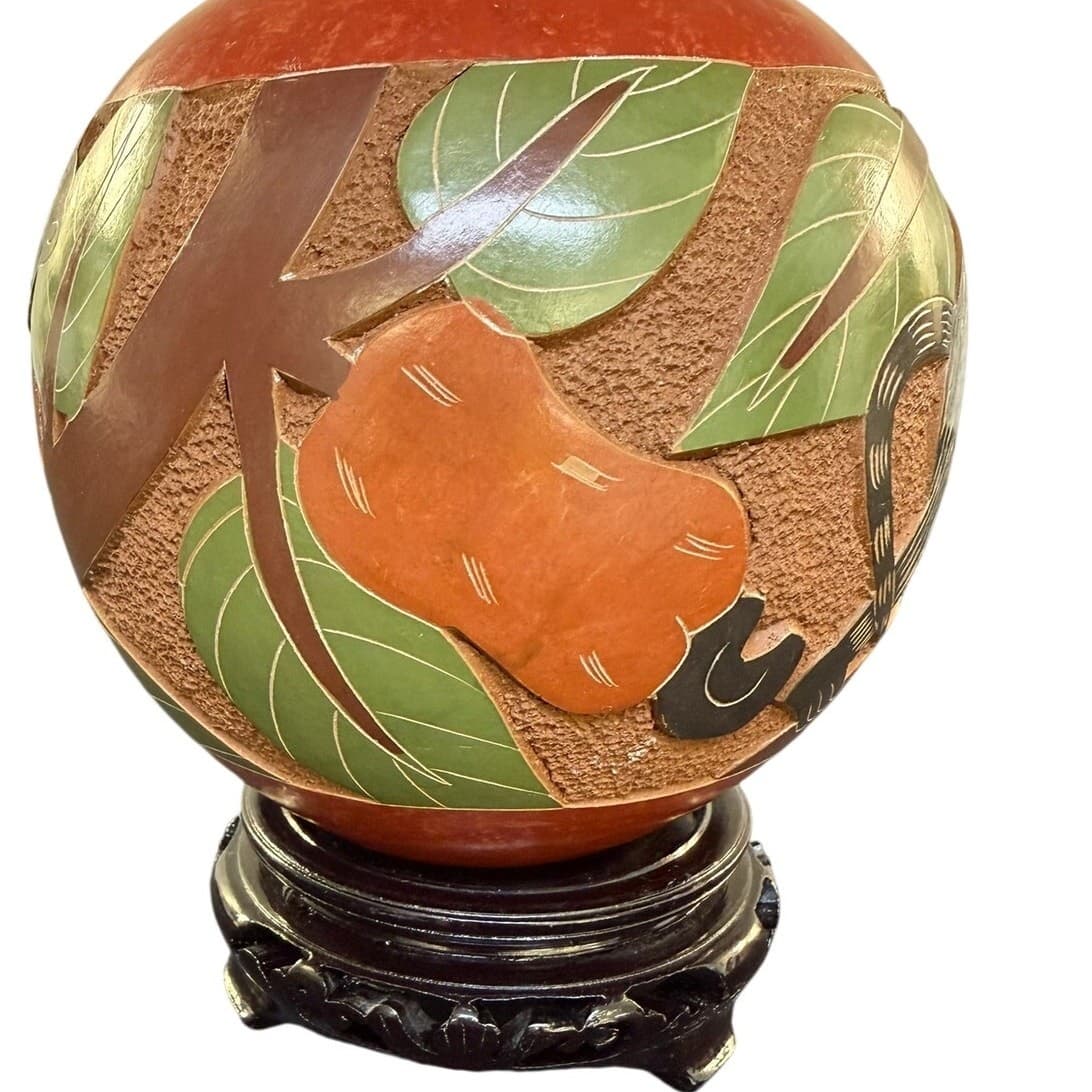 Luis Bracamonte Signed Nicaraguan Art Pottery Monkey Vase Red Clay 6.5" - Thumbnail 7