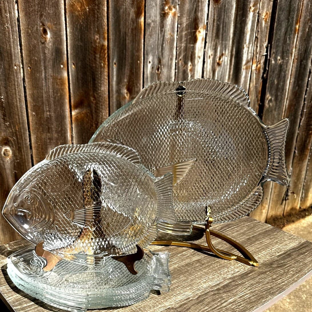 Contemporary Heavy Fish Shape Serving Platter & Luncheon Plates-5 Piece Set - Thumbnail 6