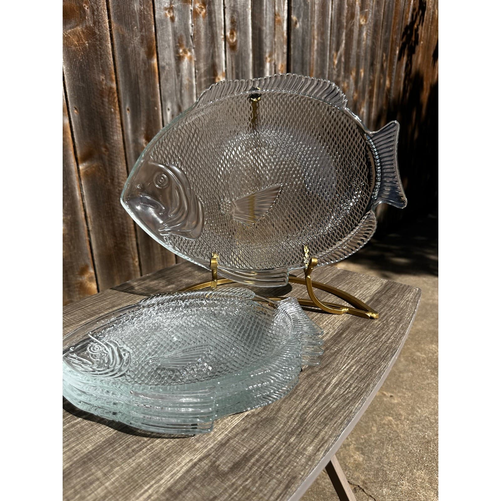 Contemporary Heavy Fish Shape Serving Platter & Luncheon Plates-5 Piece Set - Thumbnail 2