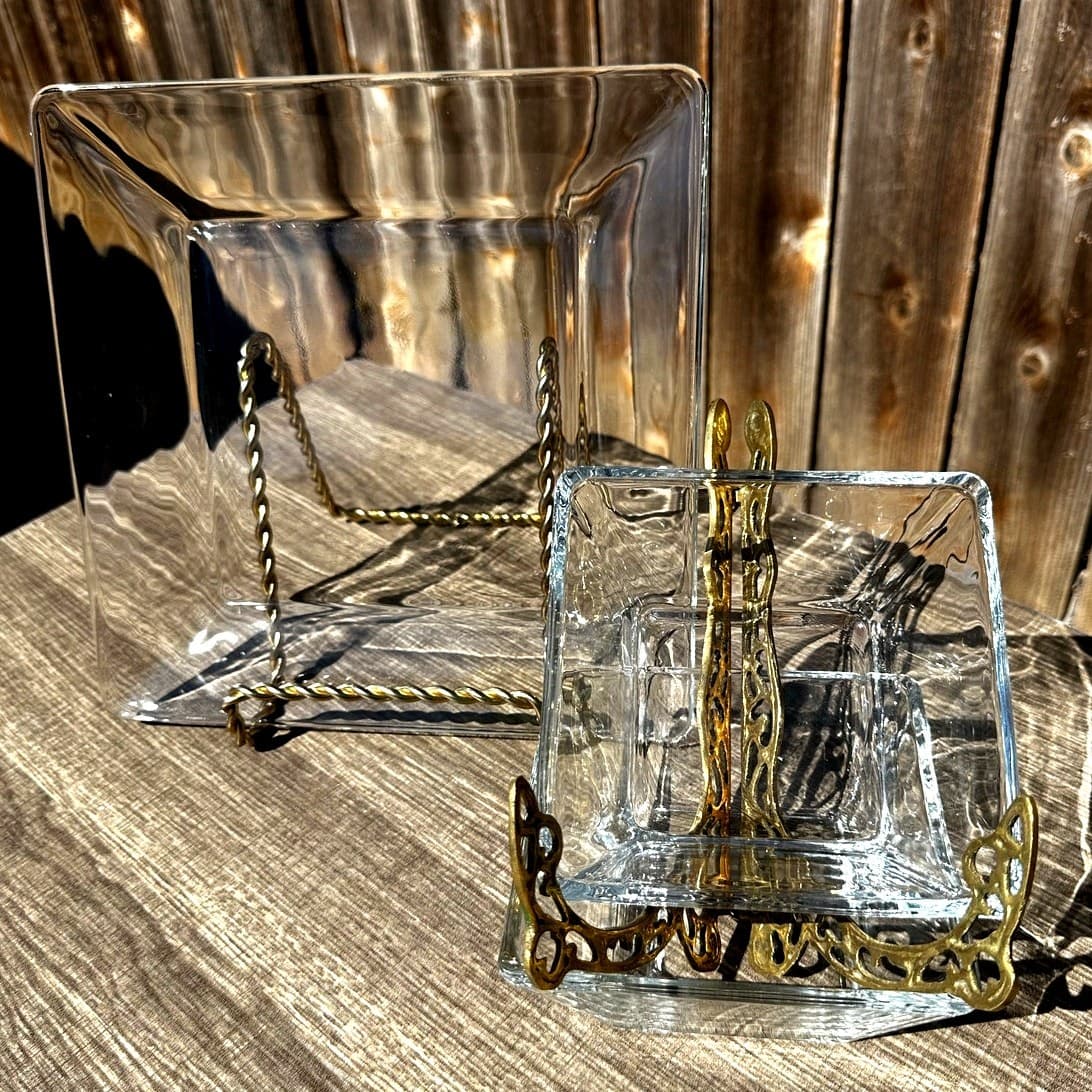 Contemporary Heavy Clear Glass Square Serving Platter & Dipping Bowls-3 PC Set - Thumbnail 5