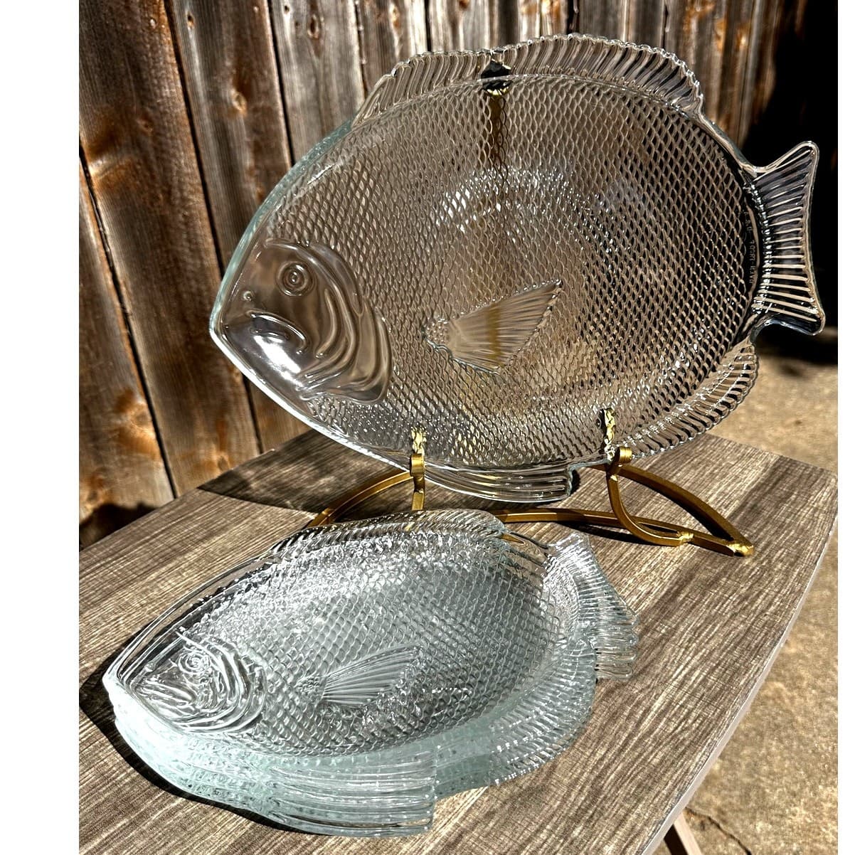 Contemporary Heavy Fish Shape Serving Platter & Luncheon Plates-5 Piece Set - Thumbnail 7