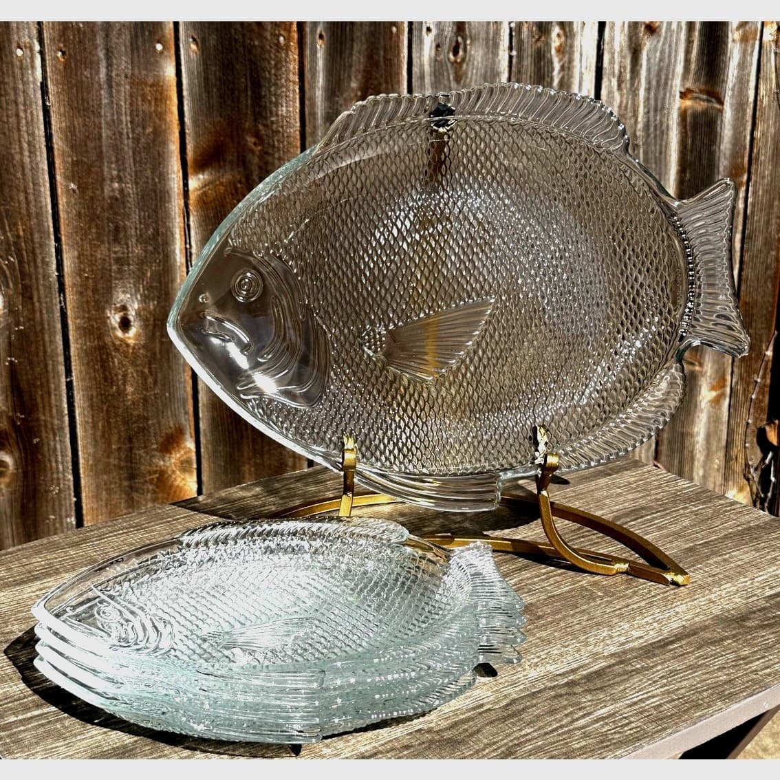 Contemporary Heavy Fish Shape Serving Platter & Luncheon Plates-5 Piece Set - Thumbnail 9