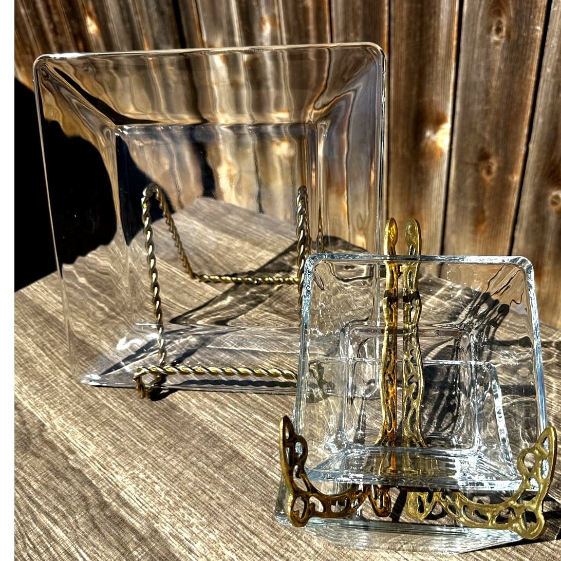 Contemporary Heavy Clear Glass Square Serving Platter & Dipping Bowls-3 PC Set - Thumbnail 7