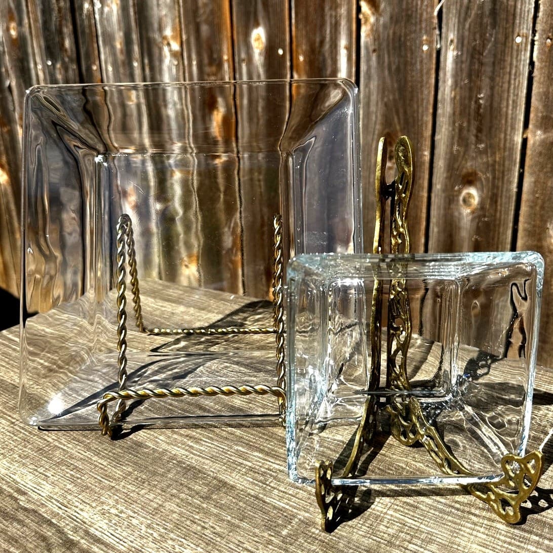 Contemporary Heavy Clear Glass Square Serving Platter & Dipping Bowls-3 PC Set - Thumbnail 9