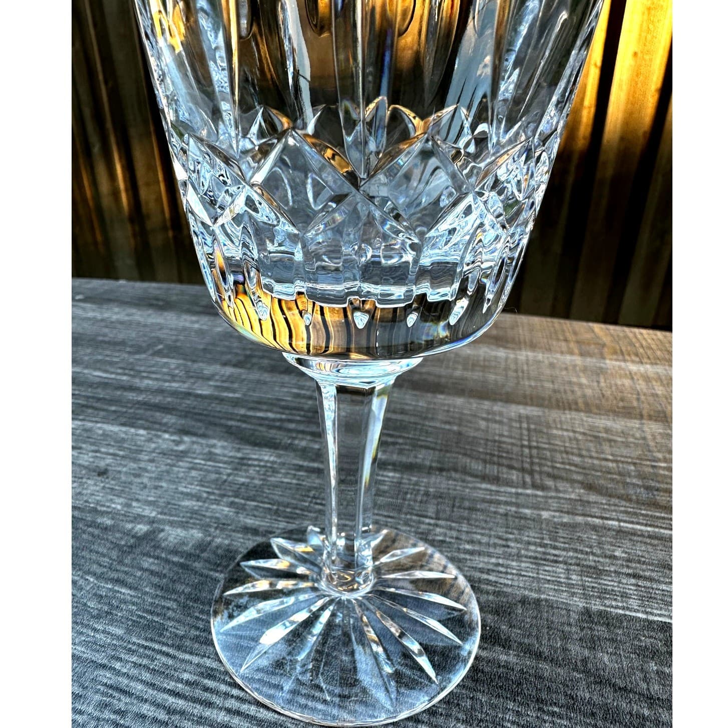 Atlantis Crystal 1980–2005 Retired 'Fatima' Water Wine Goblet Stemmed Cut Glass - Thumbnail 2