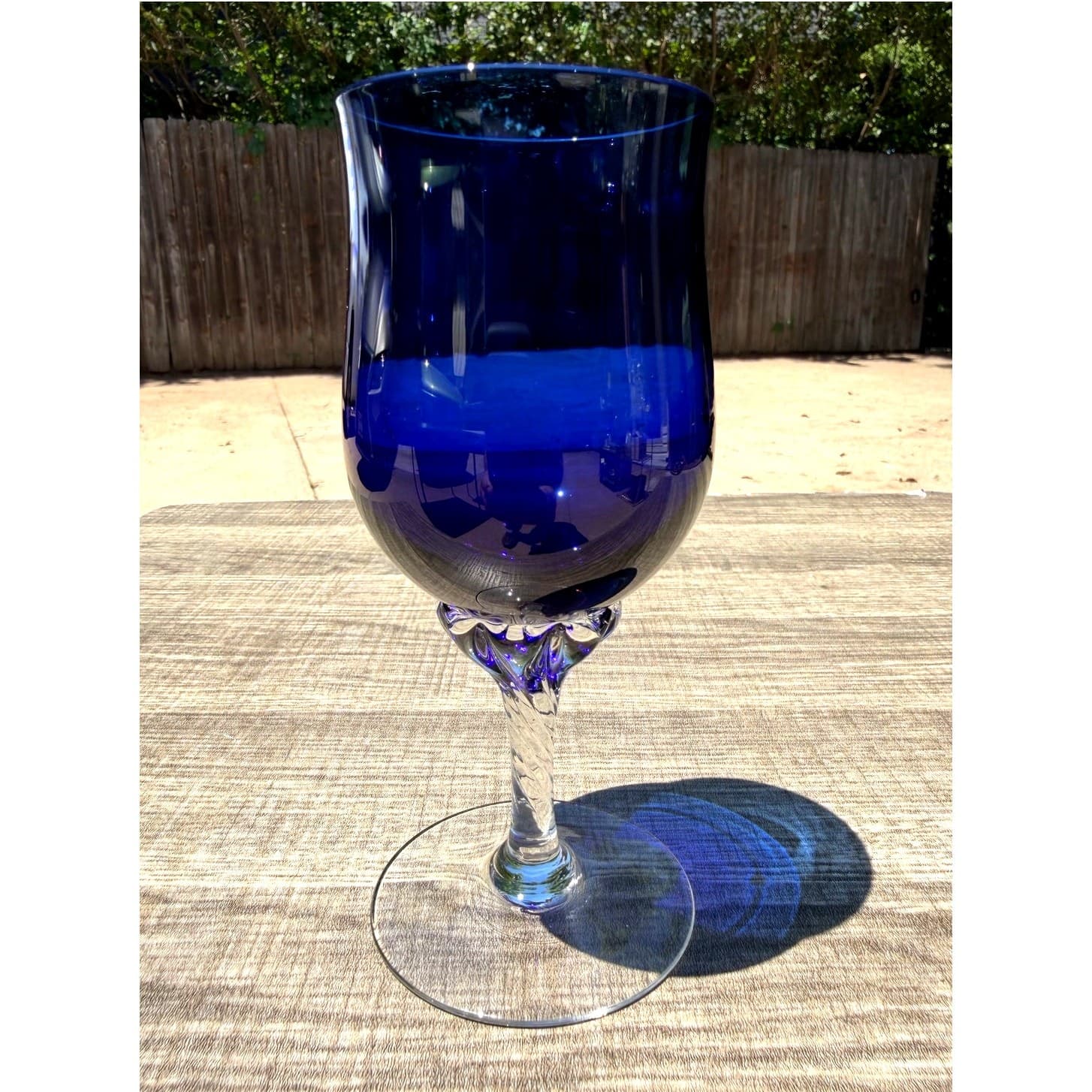 Vintage Sasaki Coronation Cobalt Blue Wine Goblets Twisted Stem Set of 4 - Thumbnail 4
