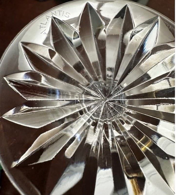 Atlantis Crystal 1980–2005 Retired 'Fatima' Water Wine Goblet Stemmed Cut Glass - Thumbnail 5