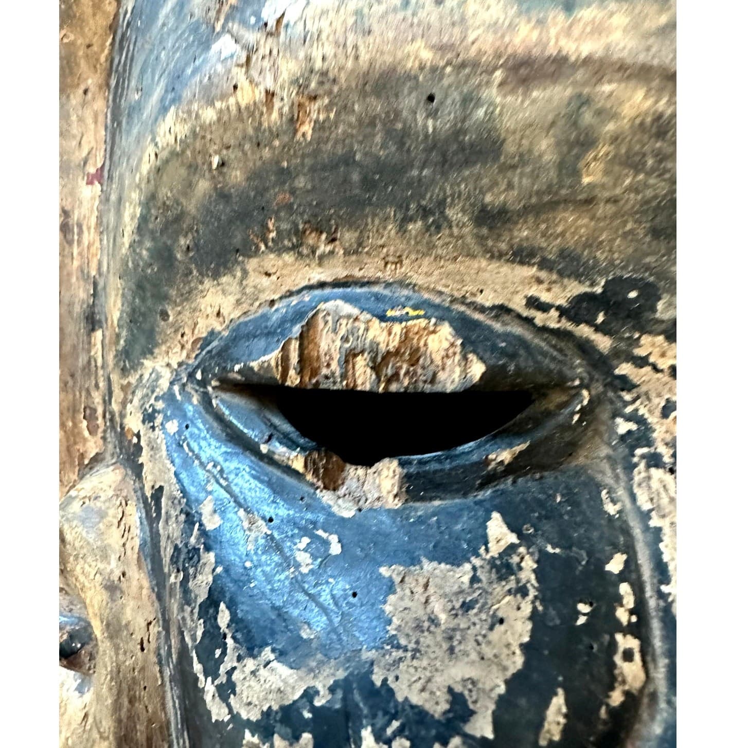 West African Wooden Hand Carved Primitive Painted/Pigmented Tribal Mask (Pende?) - Thumbnail 6