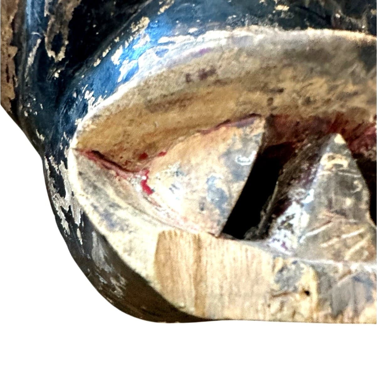 West African Wooden Hand Carved Primitive Painted/Pigmented Tribal Mask (Pende?) - Thumbnail 5