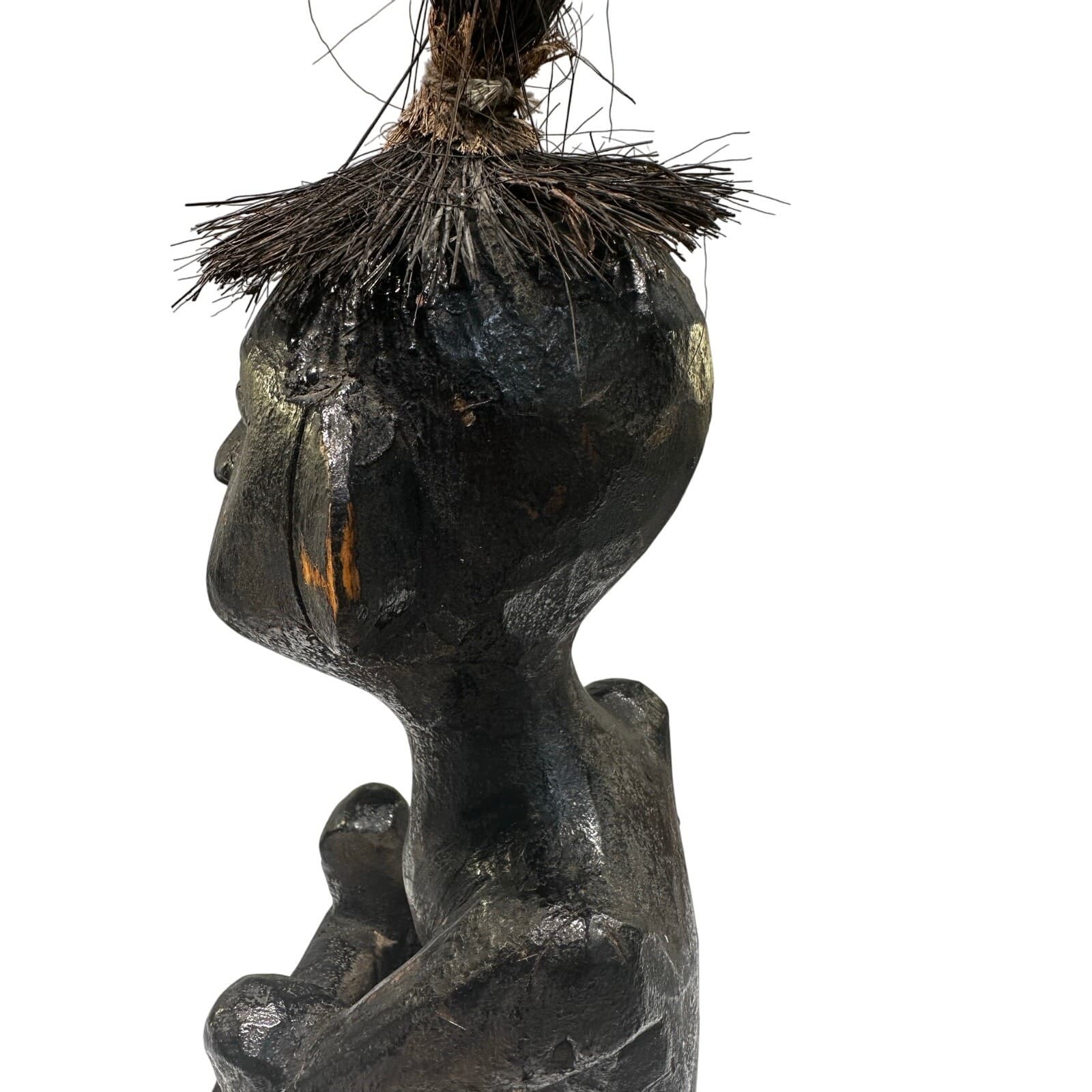 African Carved Wood Seated Fetish/Ritual Figure Congo Region Replica - Thumbnail 10