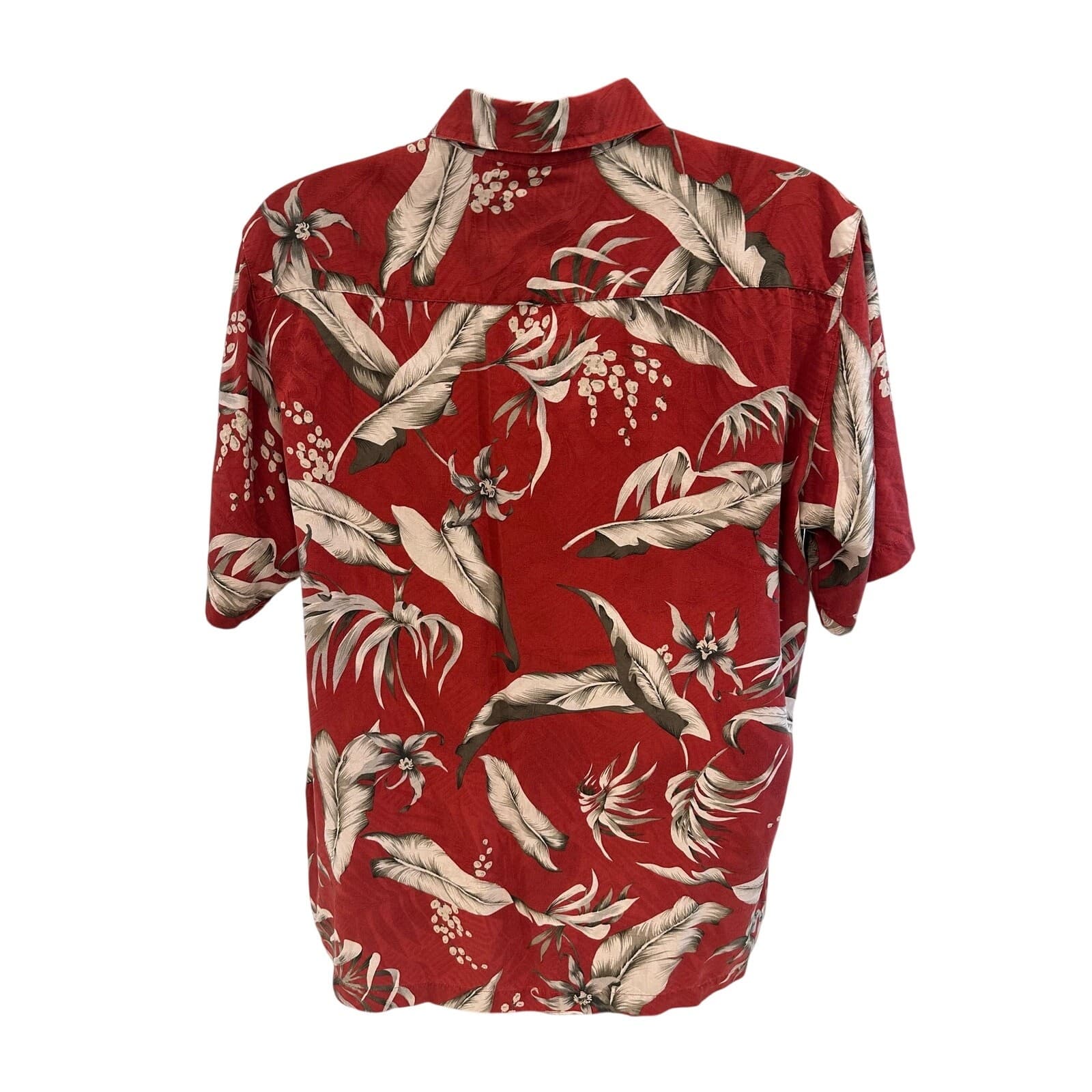 Caribbean Brand Red Floral Hawaiian Shirt 100% Silk Mens Large - Thumbnail 8