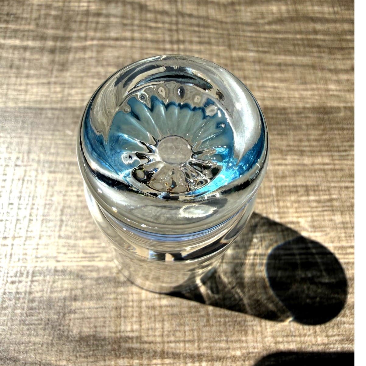 Vintage DUZ Starburst Sapphire Blue Juice Cordial Glasses MCM Clear Glass Set 6 - Thumbnail 4