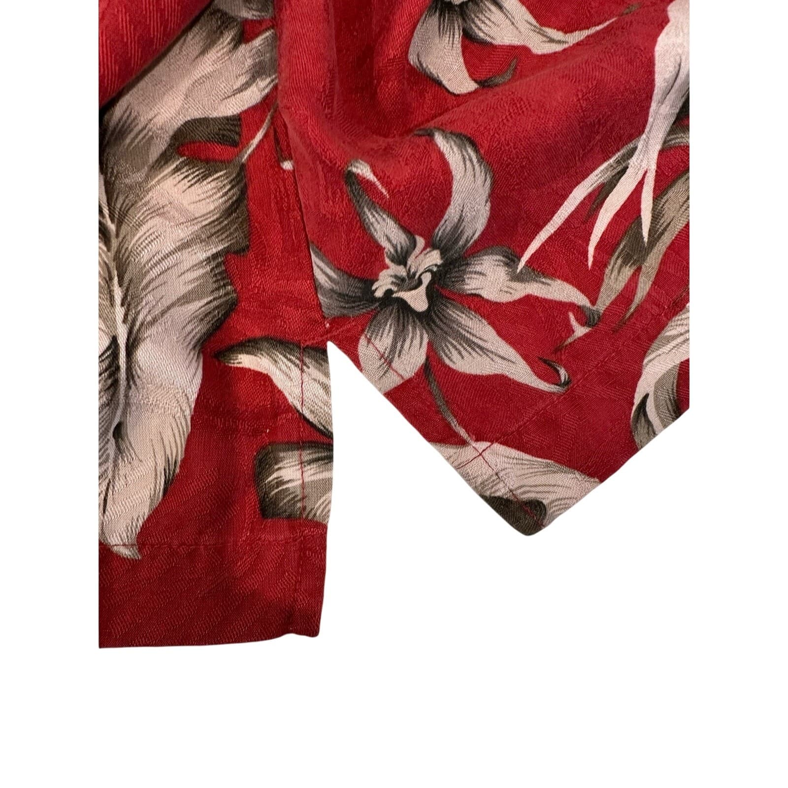 Caribbean Brand Red Floral Hawaiian Shirt 100% Silk Mens Large - Thumbnail 11