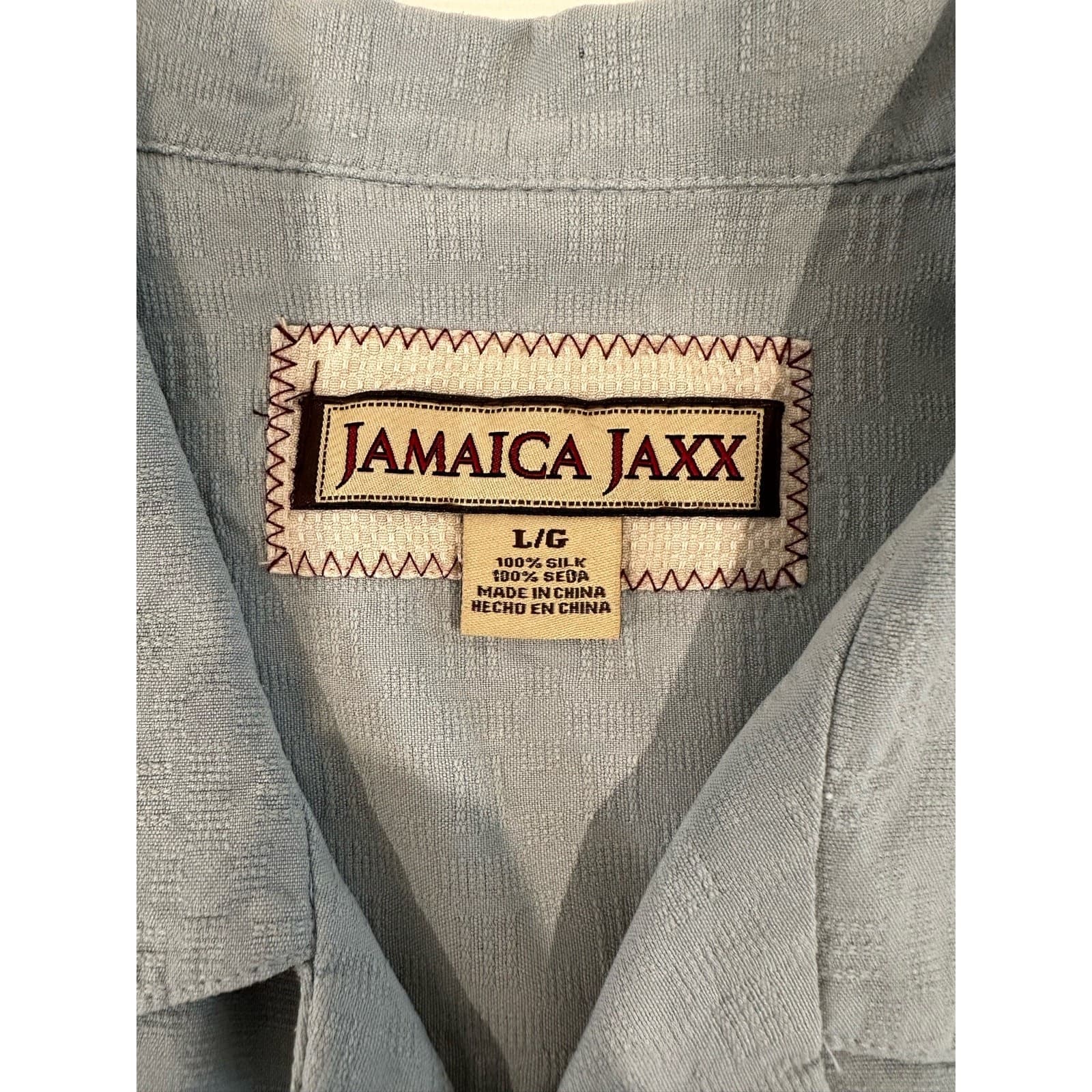 Jamaican JAXX Light Blue Gray 100% Silk Shirt Size Large - Thumbnail 10