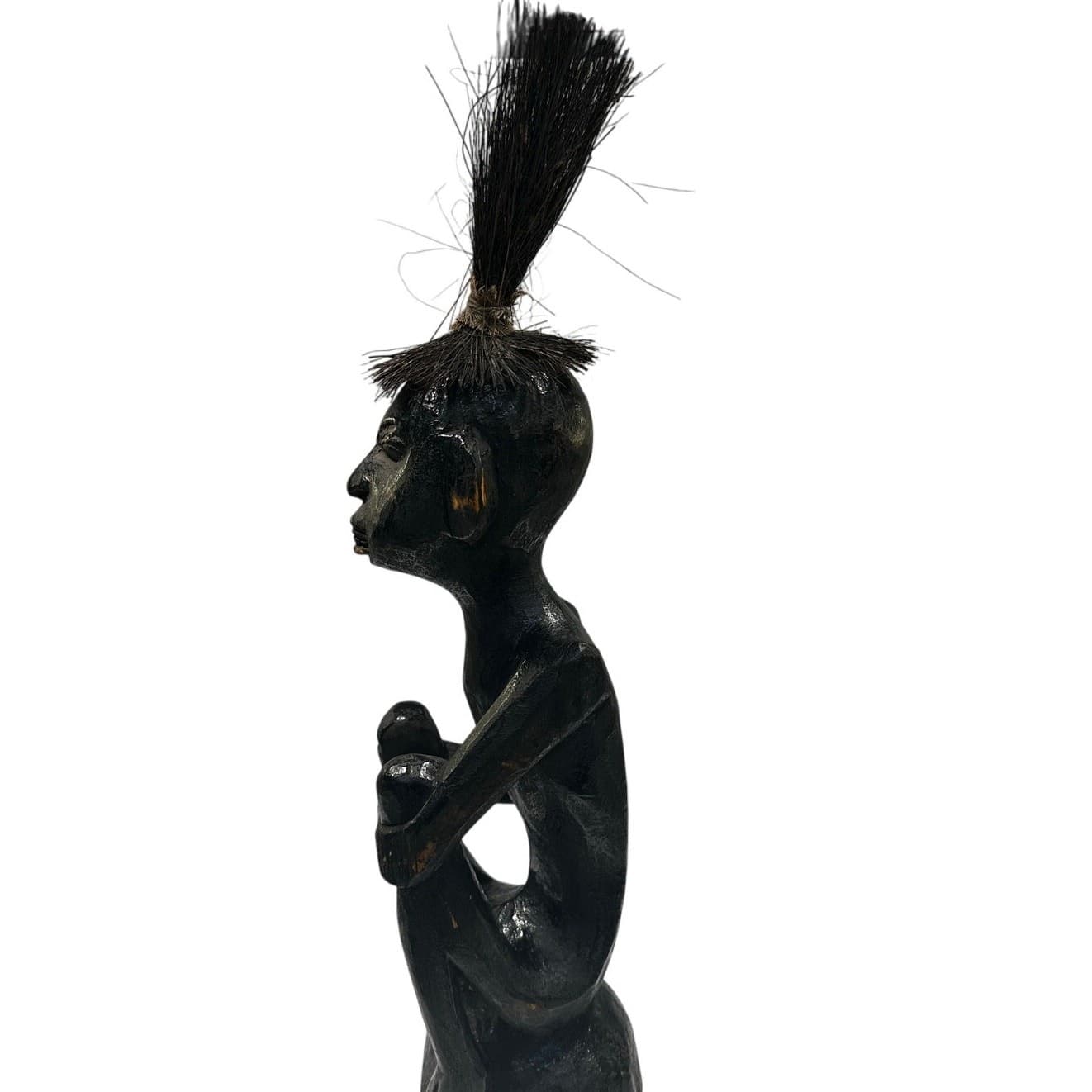 African Carved Wood Seated Fetish/Ritual Figure Congo Region Replica - Thumbnail 2
