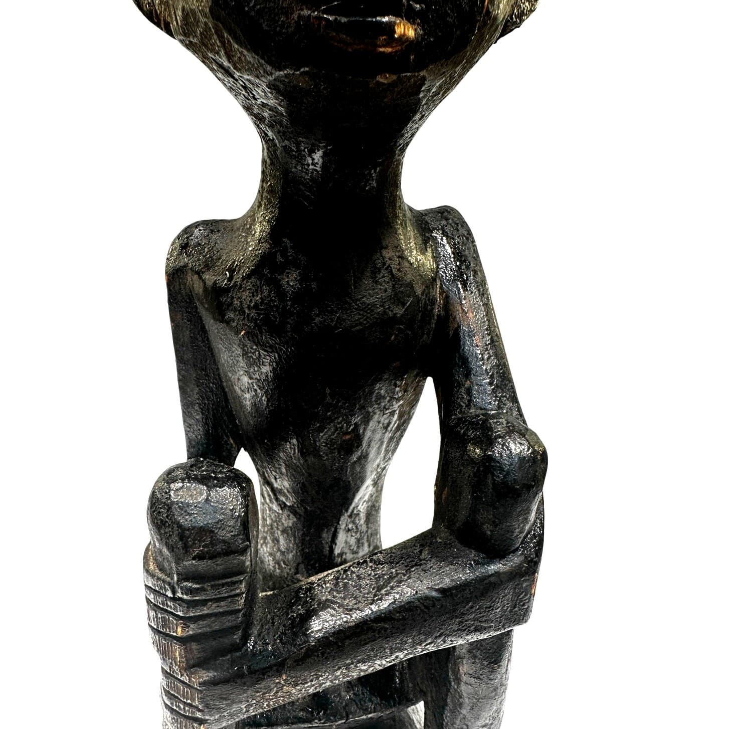 African Carved Wood Seated Fetish/Ritual Figure Congo Region Replica - Thumbnail 6