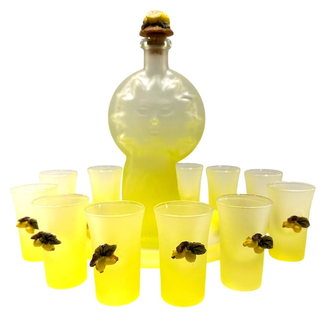 Vintage Italian Dal Santo Limoncello One-of-a-Kind 14PC Decanter/Tray/12 Glasses - Thumbnail 6