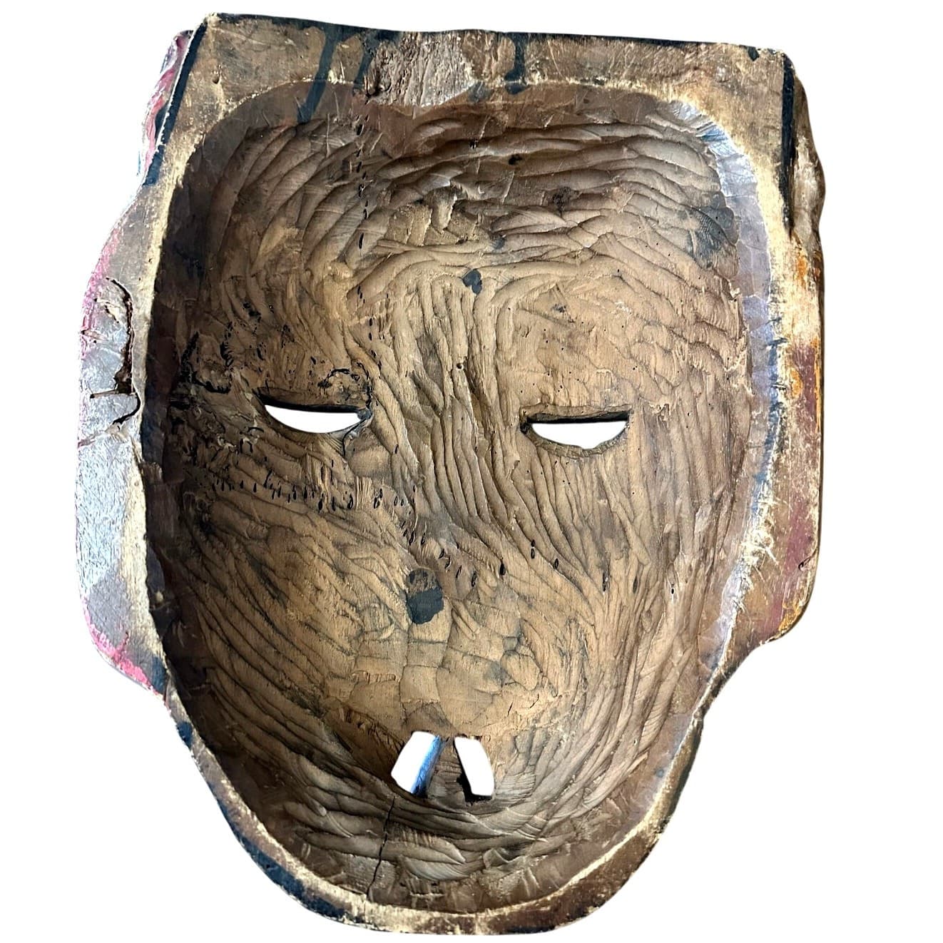 West African Wooden Hand Carved Primitive Painted/Pigmented Tribal Mask (Pende?) - Thumbnail 3