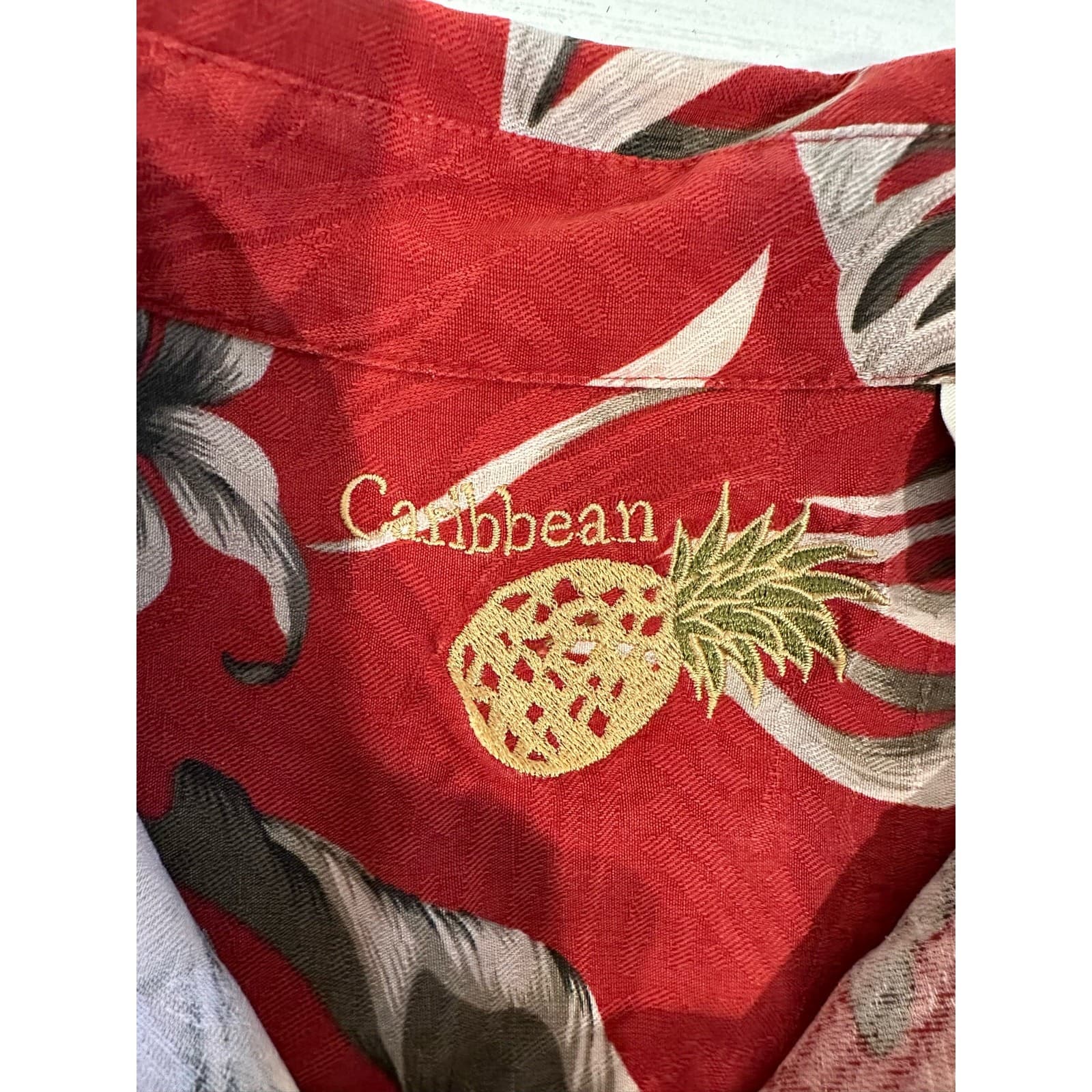 Caribbean Brand Red Floral Hawaiian Shirt 100% Silk Mens Large - Thumbnail 9
