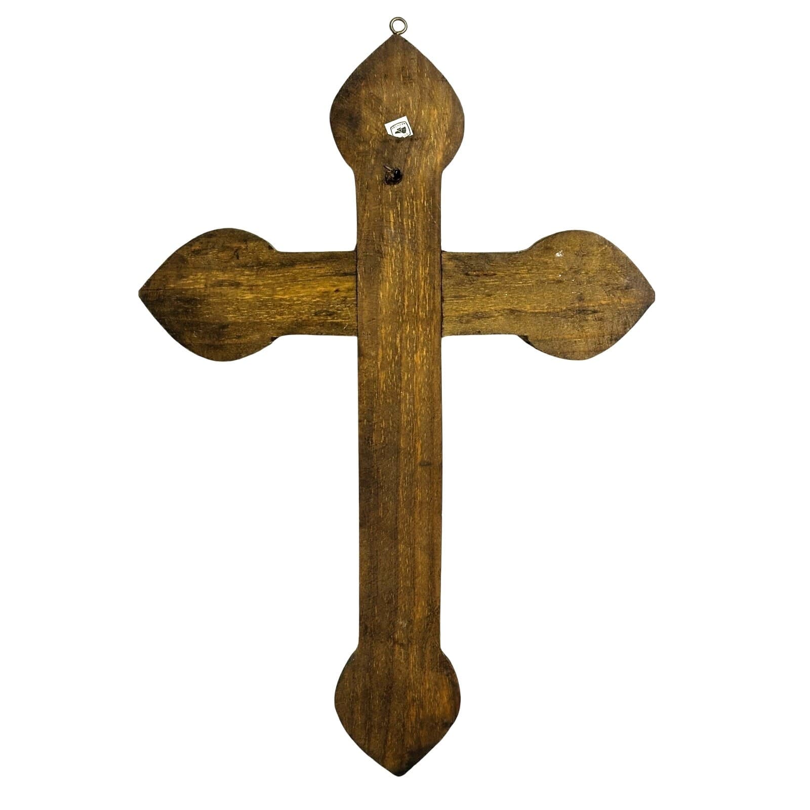 Hand Crafted Folk Art Carved Wood Painted Cross Mexico 15” x 10” - Thumbnail 4