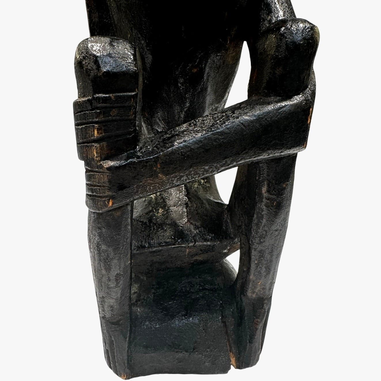 African Carved Wood Seated Fetish/Ritual Figure Congo Region Replica - Thumbnail 7