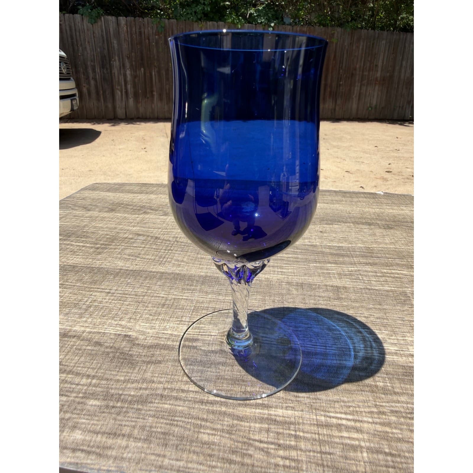 Vintage Sasaki Coronation Cobalt Blue Water Goblets Twisted Stem Set of 12-Rare - Thumbnail 7