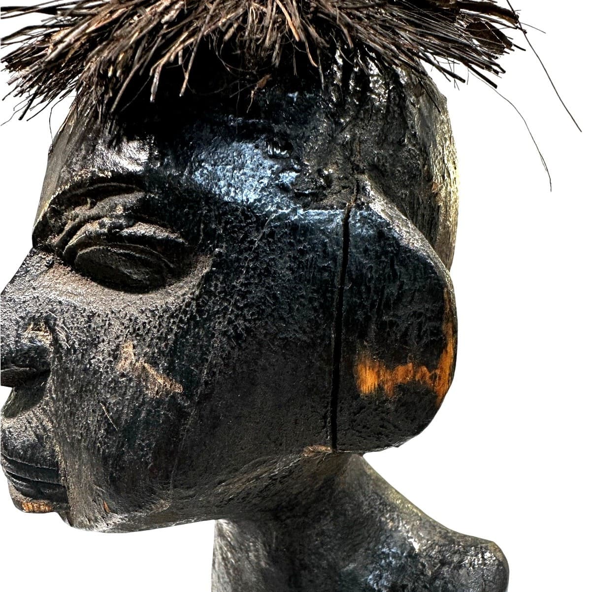 African Carved Wood Seated Fetish/Ritual Figure Congo Region Replica - Thumbnail 3