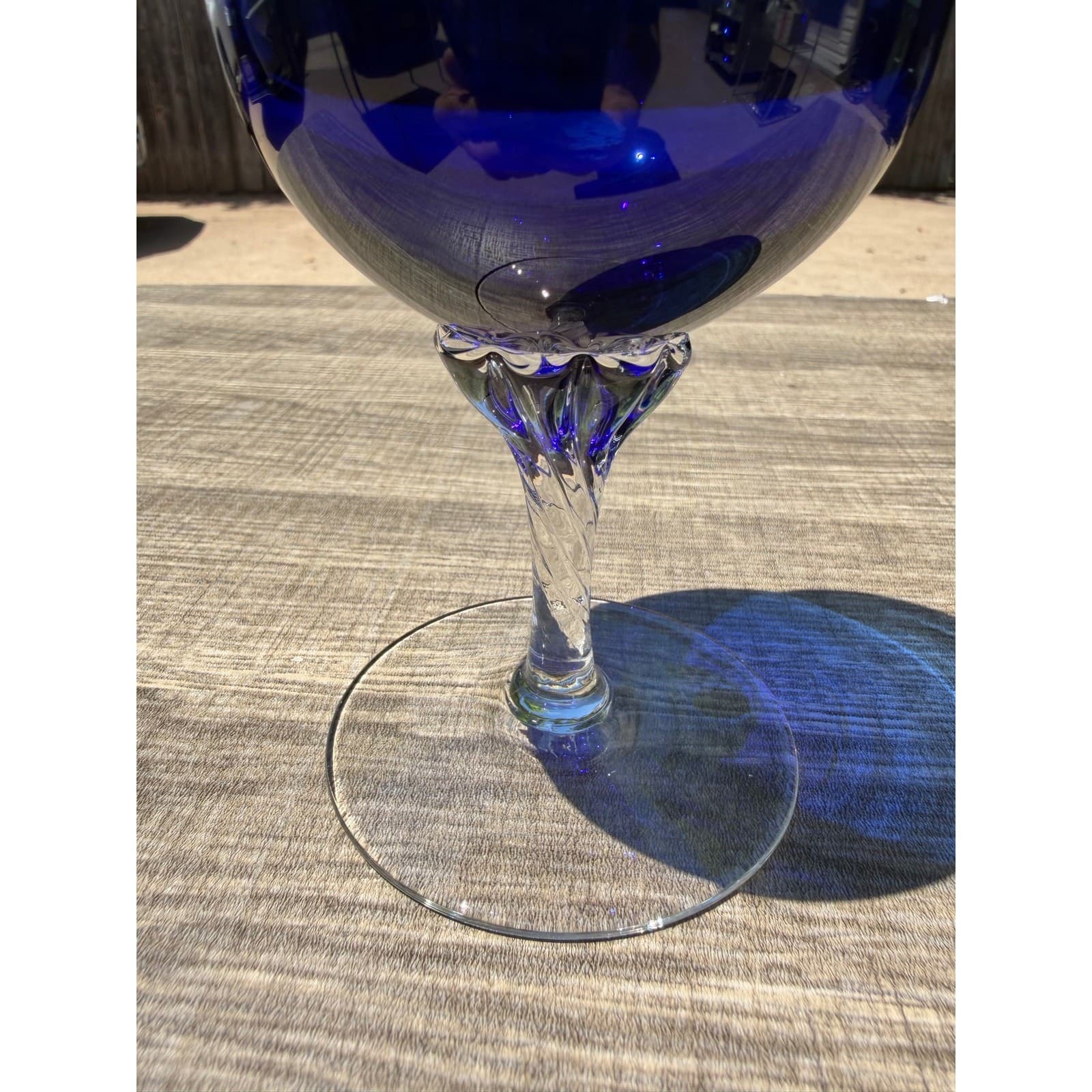 Vintage Sasaki Coronation Cobalt Blue Water Goblets Twisted Stem Set of 12-Rare - Thumbnail 8
