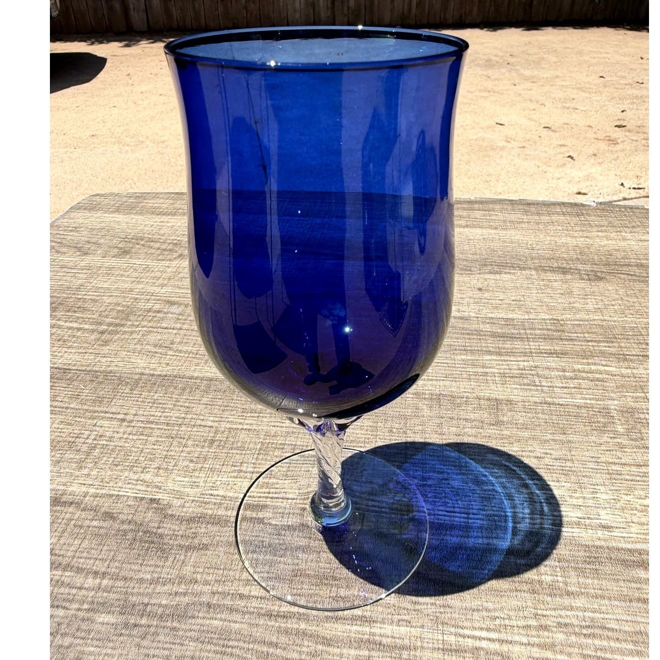 Vintage Sasaki Coronation Cobalt Blue Water Goblets Twisted Stem Set of 12-Rare - Thumbnail 9