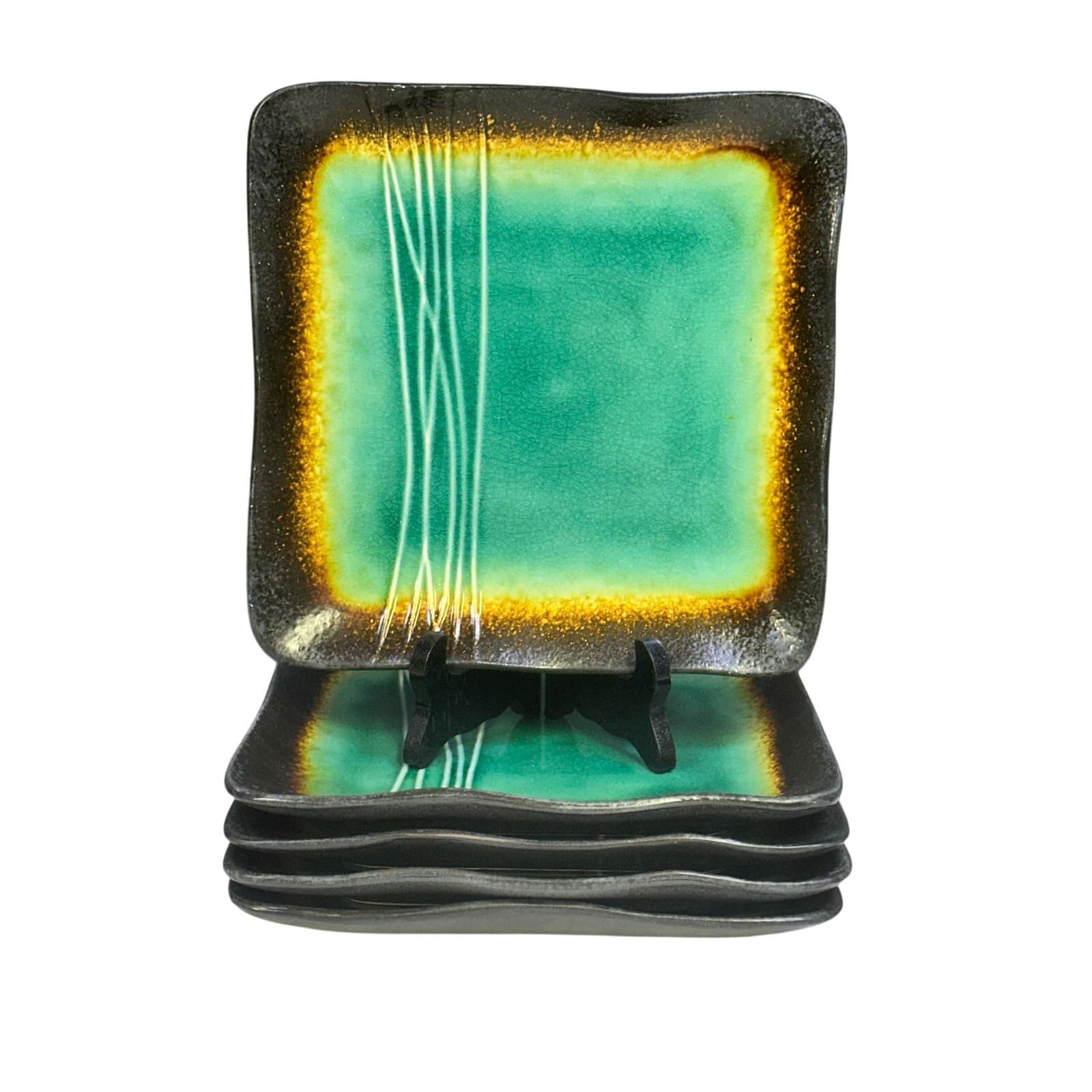 Baum Brothers Galaxy Jade 8.75" Square Salad Plates Set of 5