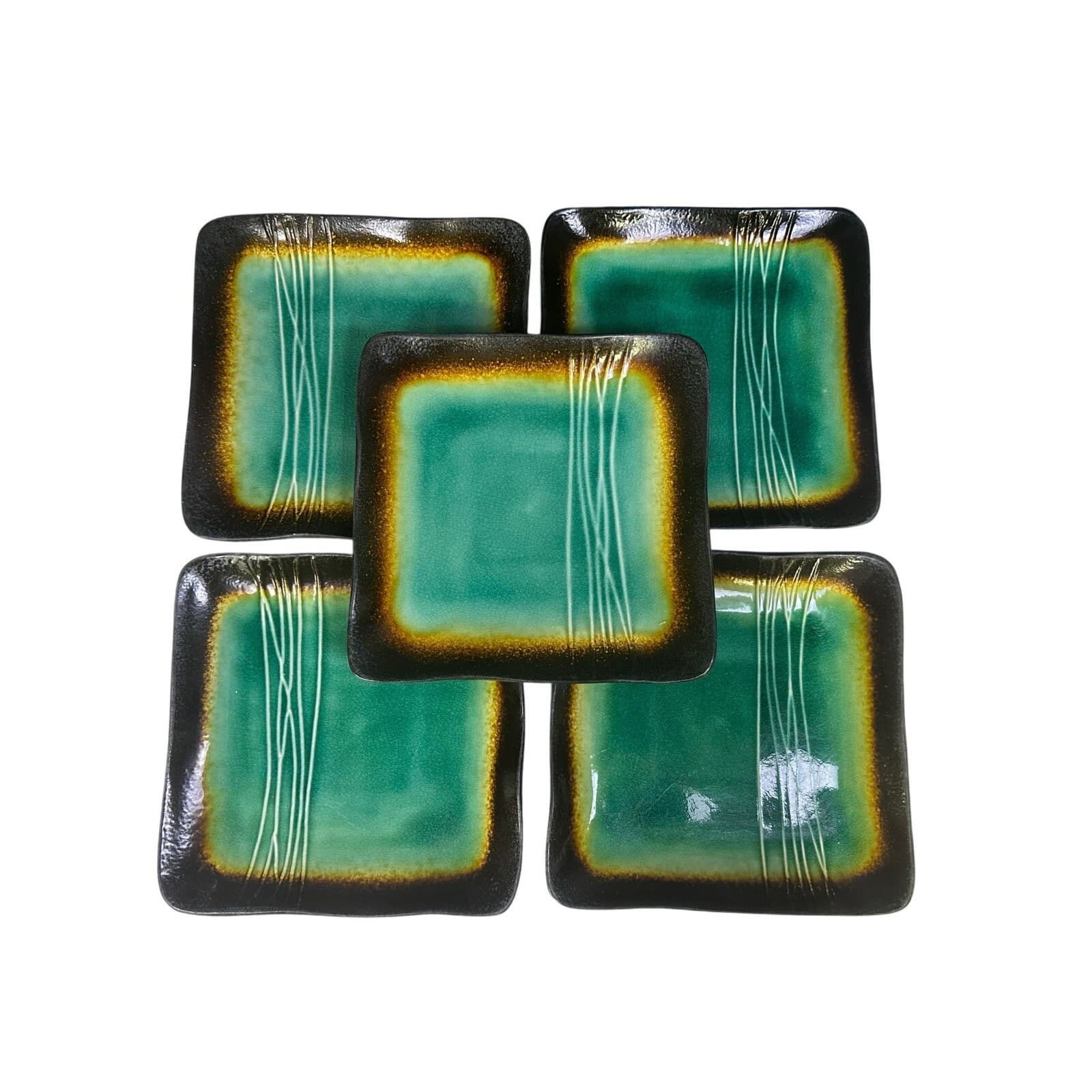 Baum Brothers Galaxy Jade 8.75" Square Salad Plates Set of 5 - Thumbnail 2