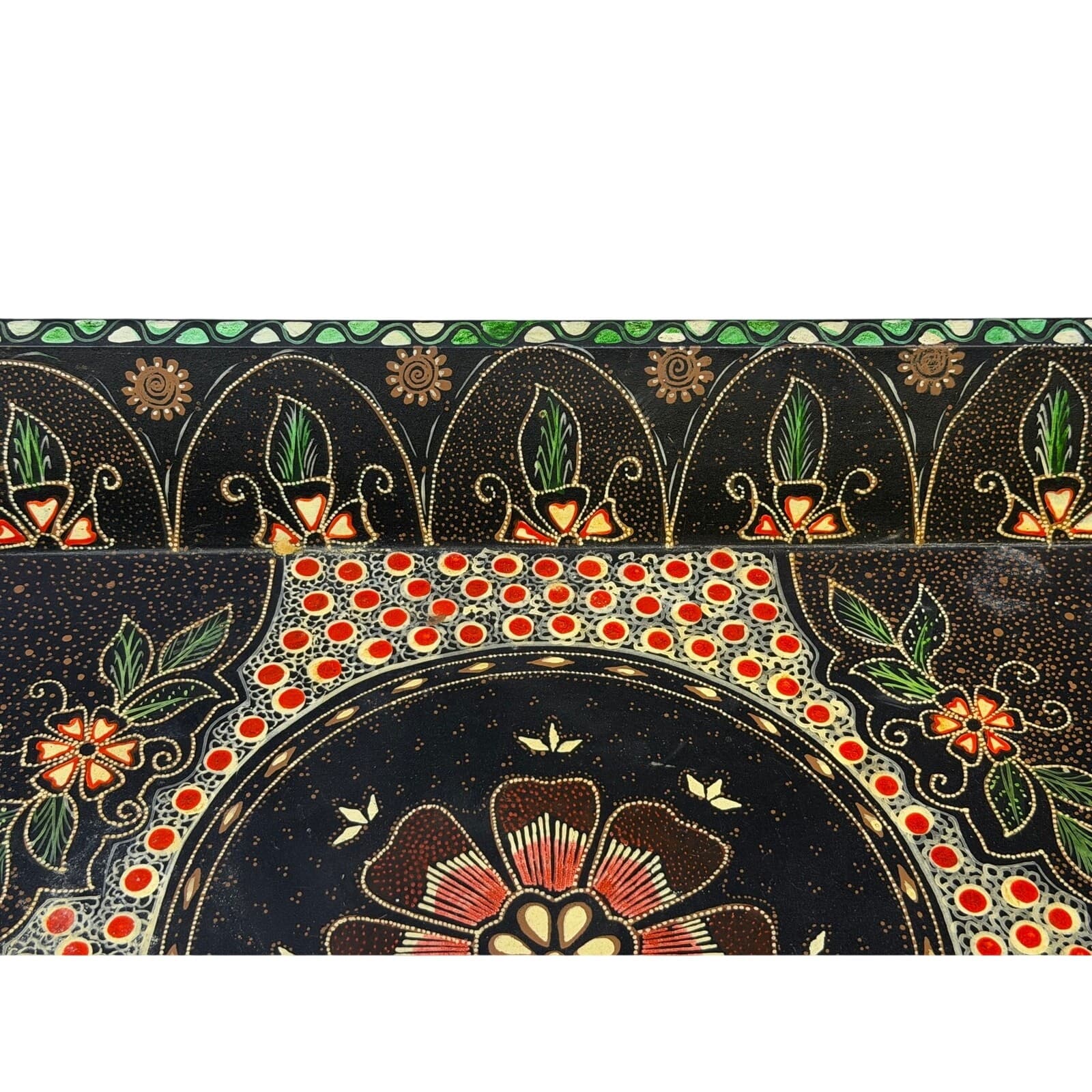 Vintage Pier 1 Imports Hand Painted Wood Serving Tray Folk Art Boho 17.75” - Thumbnail 7