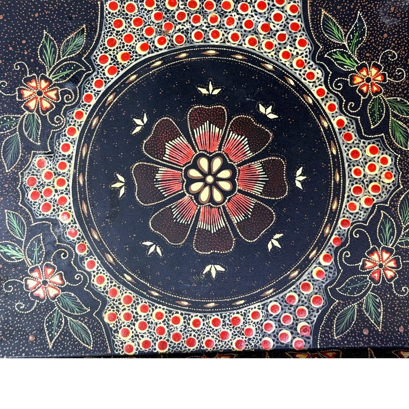 Vintage Pier 1 Imports Hand Painted Wood Serving Tray Folk Art Boho 17.75” - Thumbnail 6