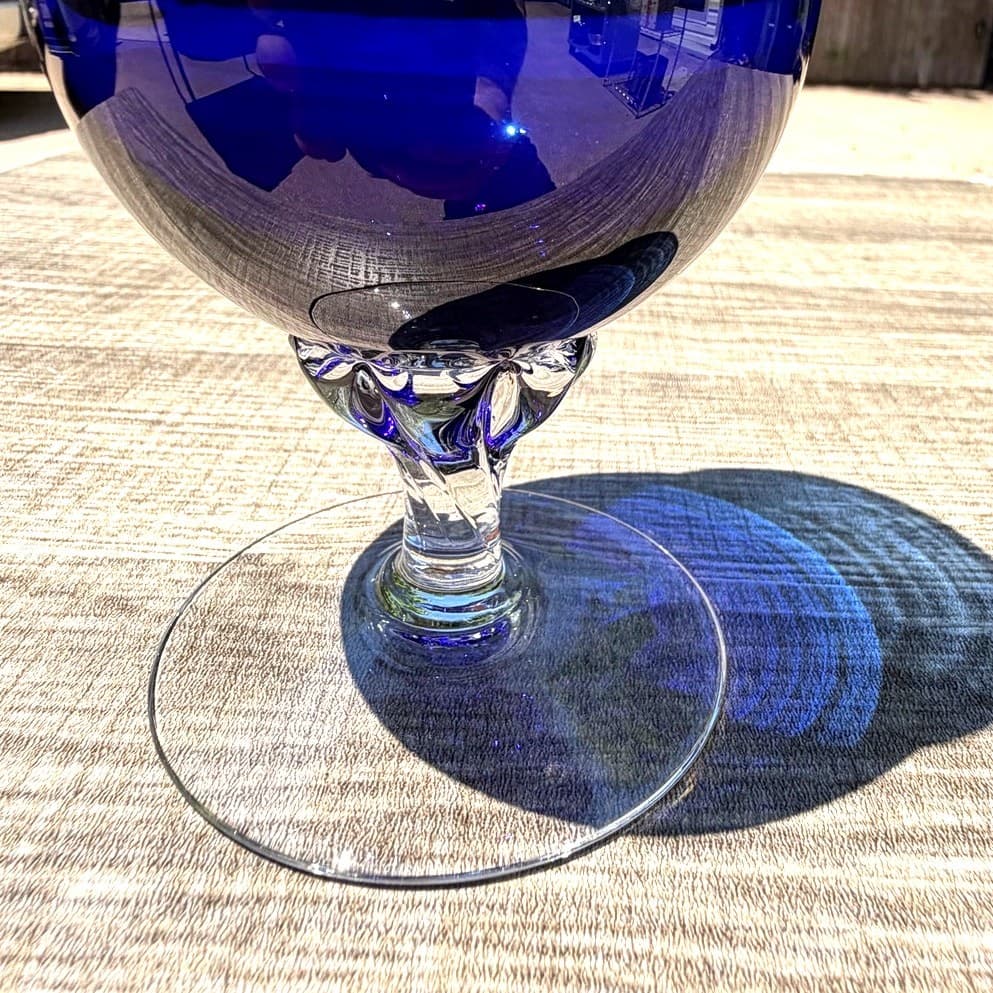 Vintage Sasaki Coronation Cobalt Blue Iced Tea Glasses Twisted Stem Set of 8 - Thumbnail 4