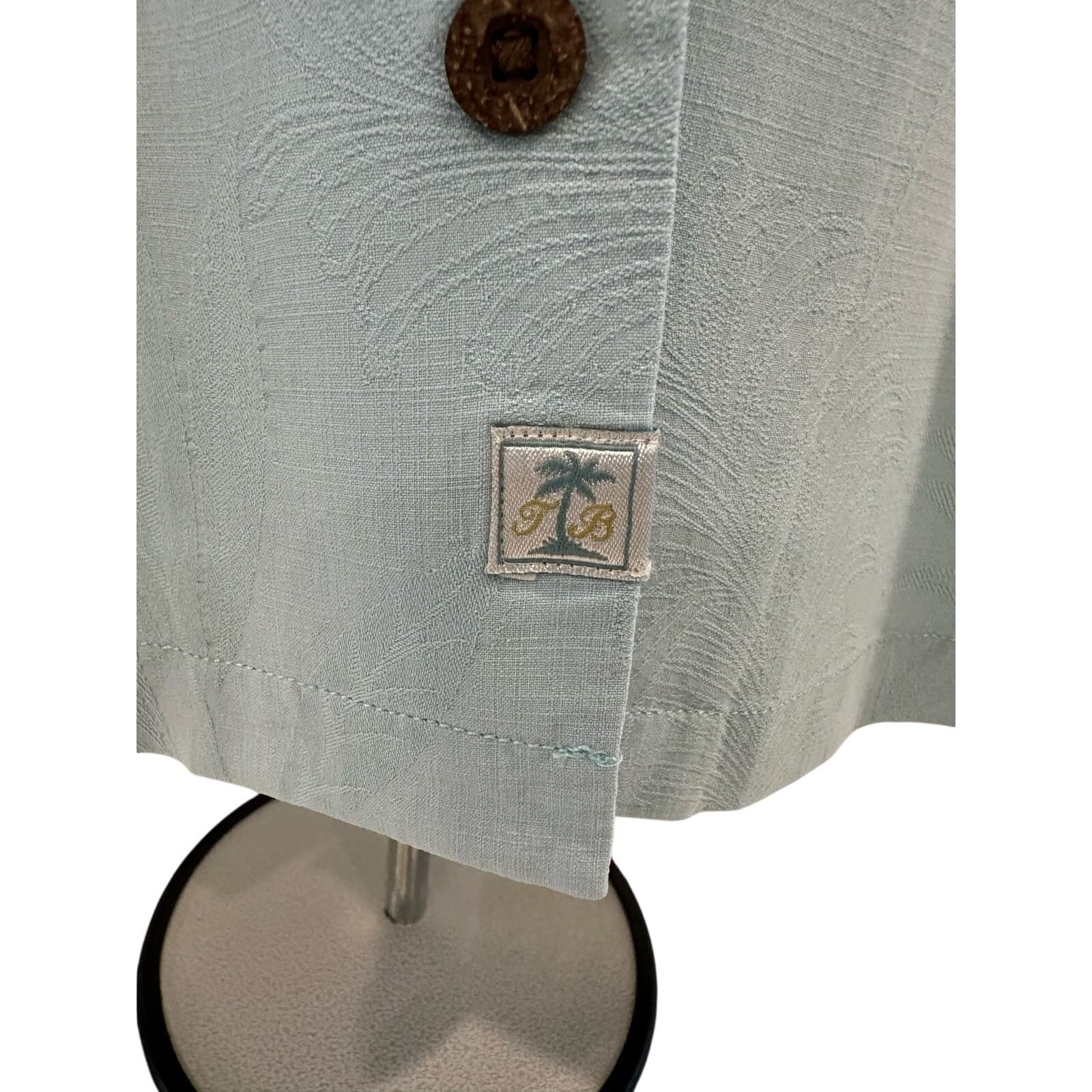 Tommy Bahama Light Blue Gray 100% Silk Shirt Large - Thumbnail 6
