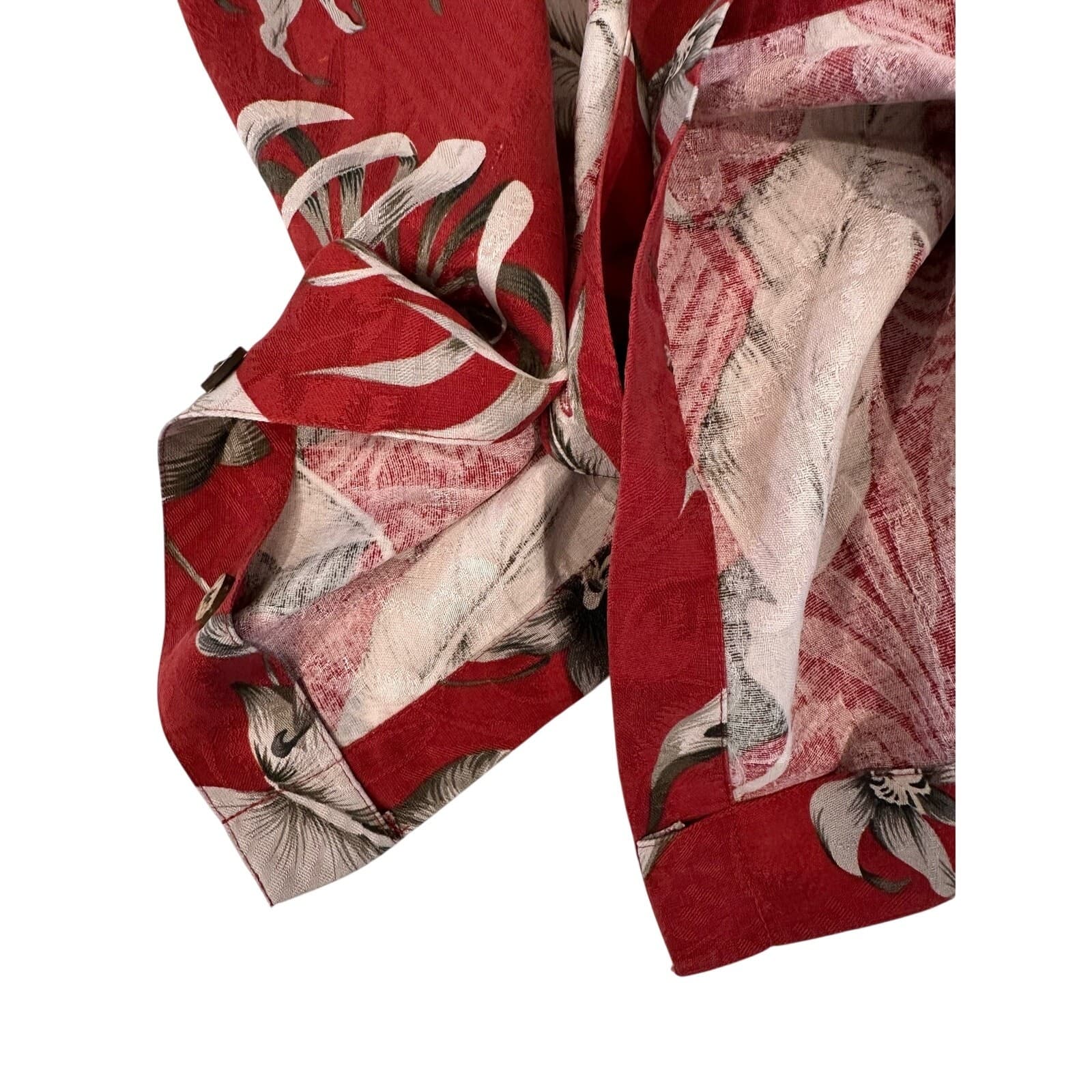 Caribbean Brand Red Floral Hawaiian Shirt 100% Silk Mens Large - Thumbnail 12