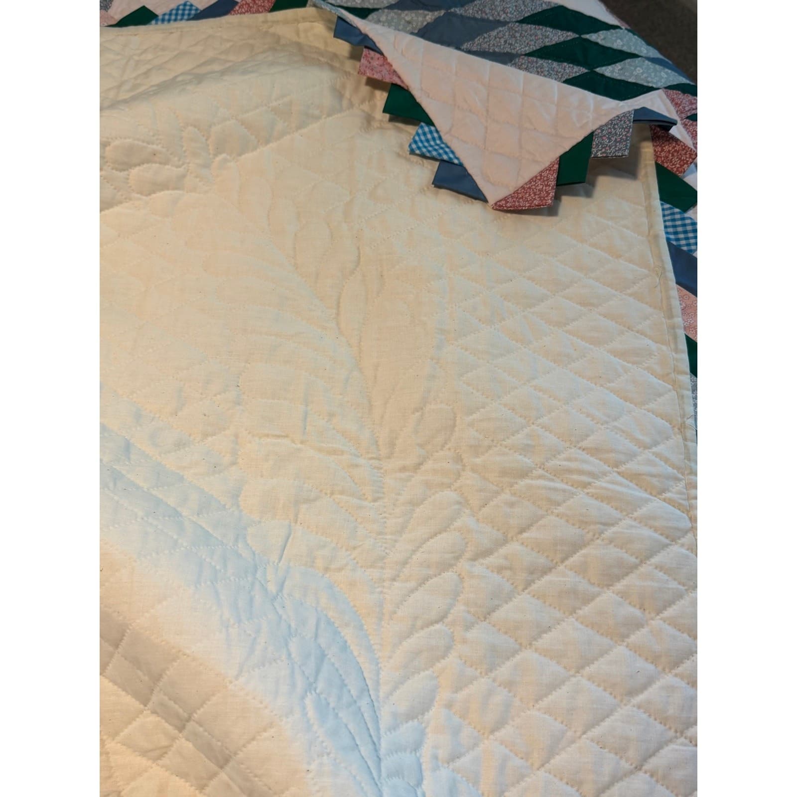 Vintage Handmade Lone Star Quilt Signed 1970 92x102 Hand Quilted Heirloom - Thumbnail 6