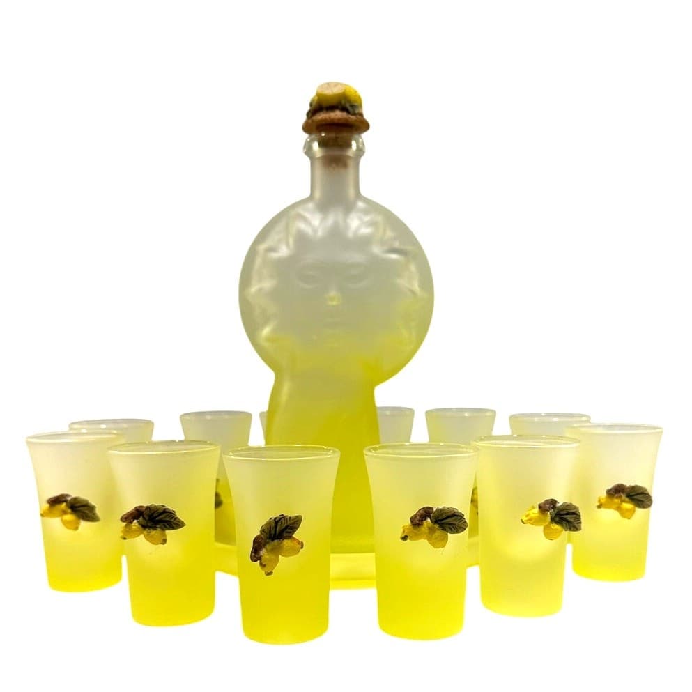 Vintage Italian Dal Santo Limoncello One-of-a-Kind 14PC Decanter/Tray/12 Glasses - Thumbnail 3