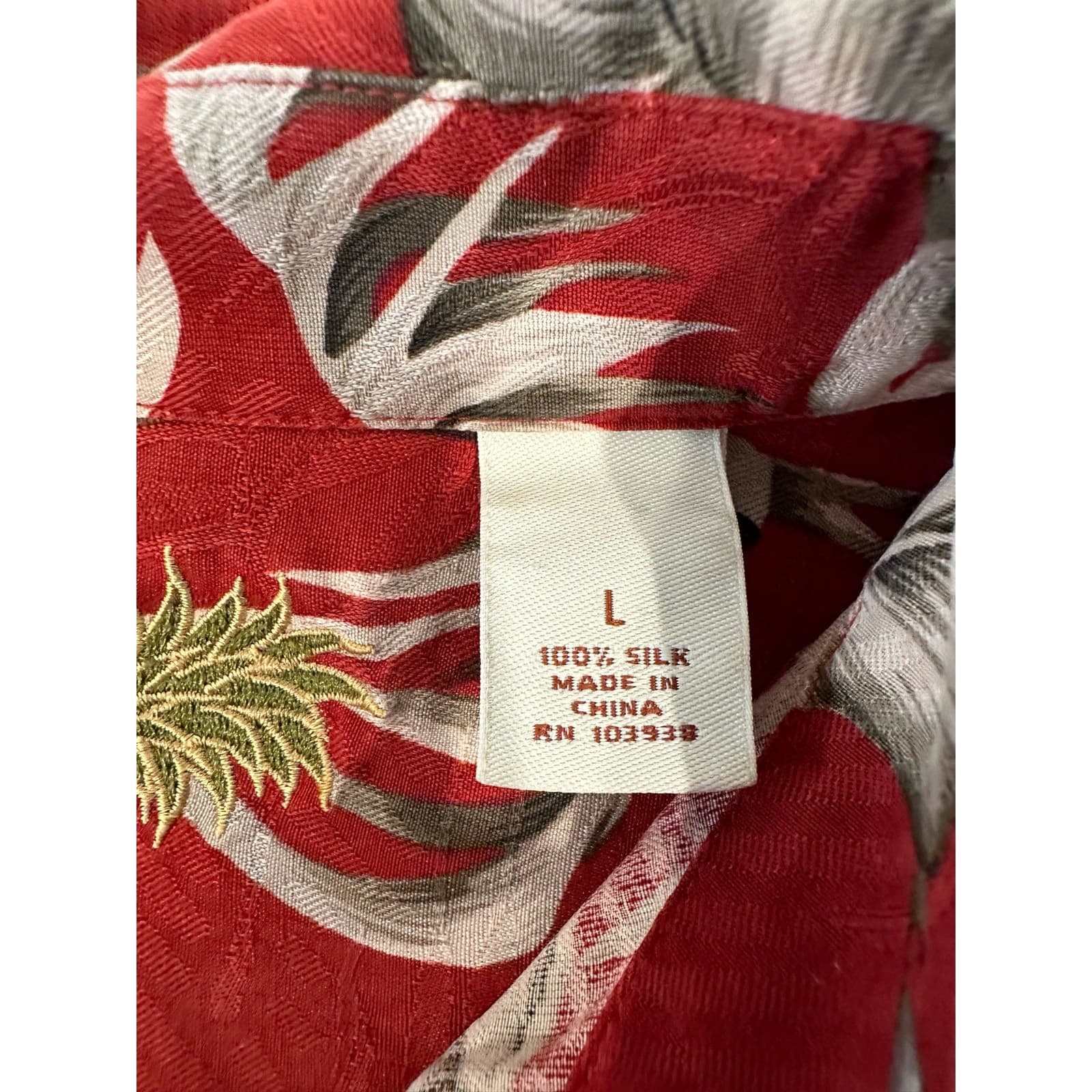 Caribbean Brand Red Floral Hawaiian Shirt 100% Silk Mens Large - Thumbnail 10