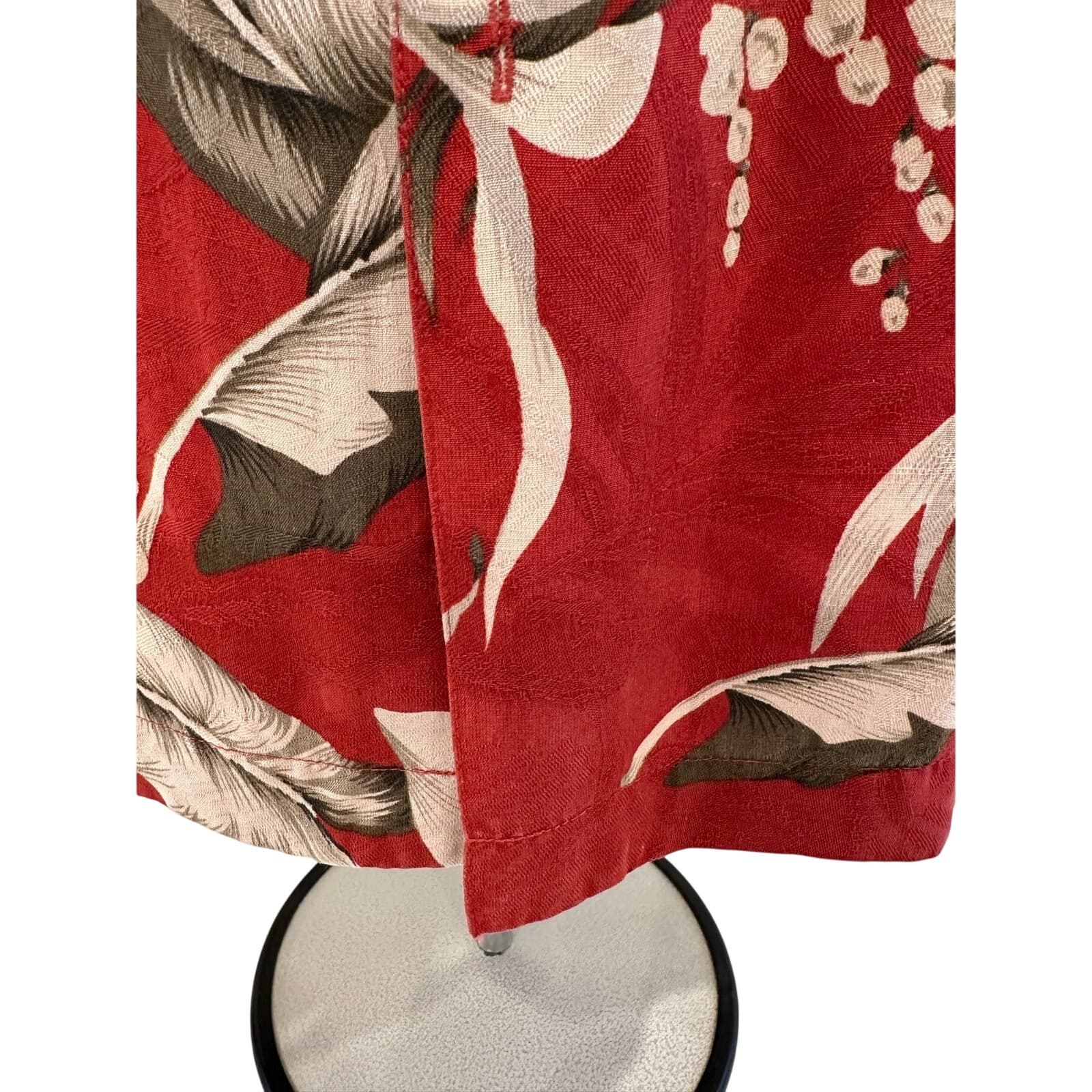 Caribbean Brand Red Floral Hawaiian Shirt 100% Silk Mens Large - Thumbnail 6