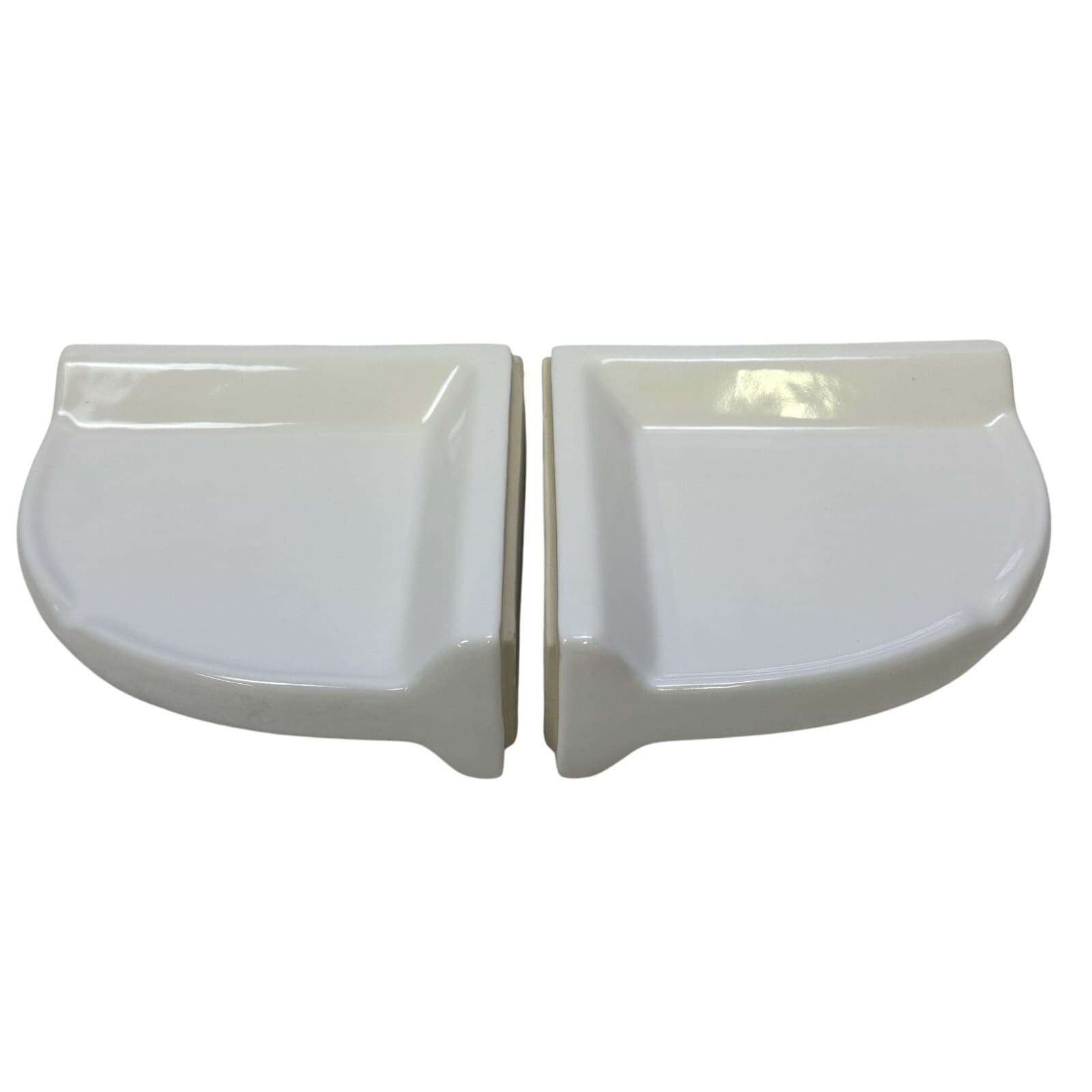 Pair Of Glazed White Ceramic Corner Shower Bath Shelves New - Thumbnail 2