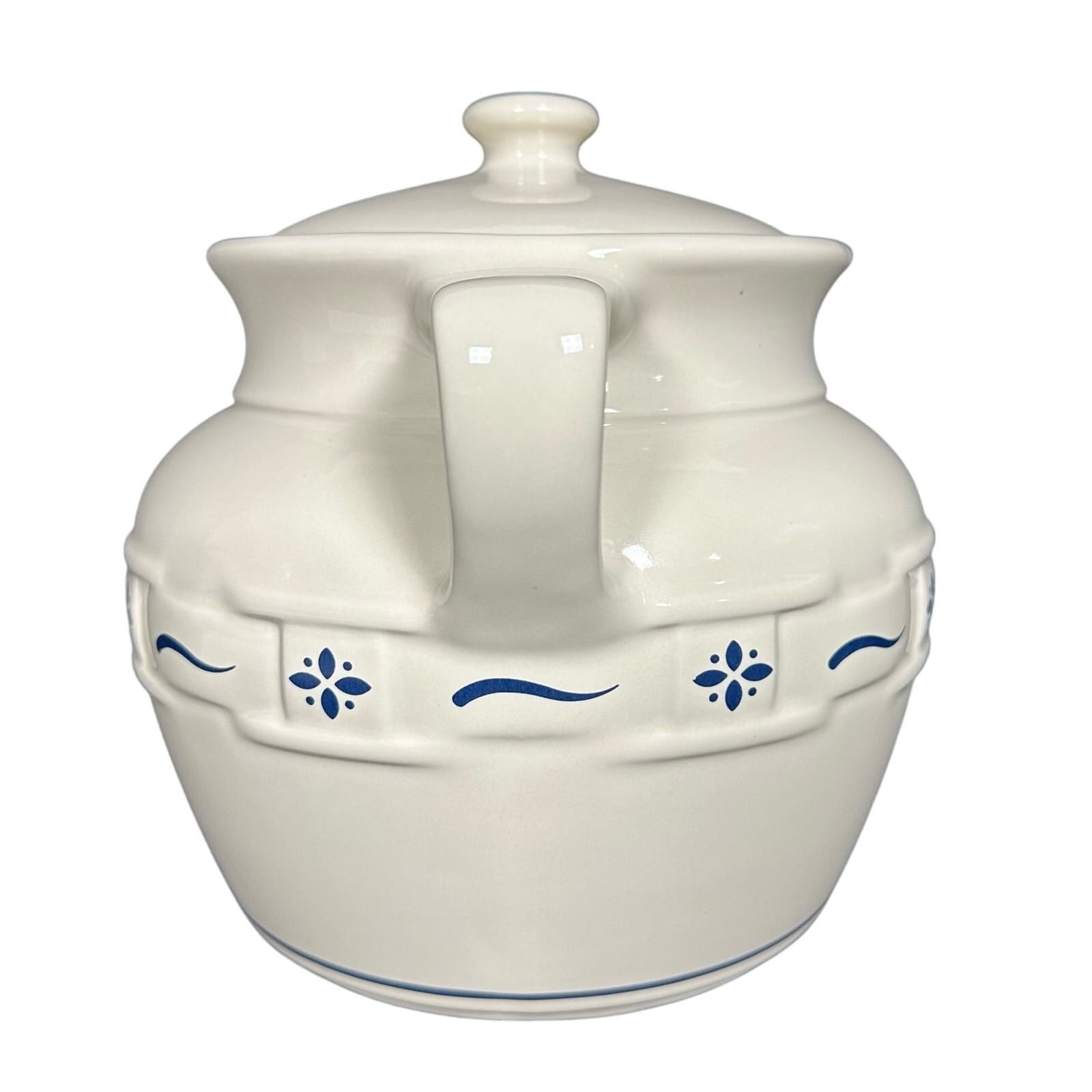 Longaberger Pottery Woven Traditions Heritage Blue Cookie Jar Excellent! - Thumbnail 5