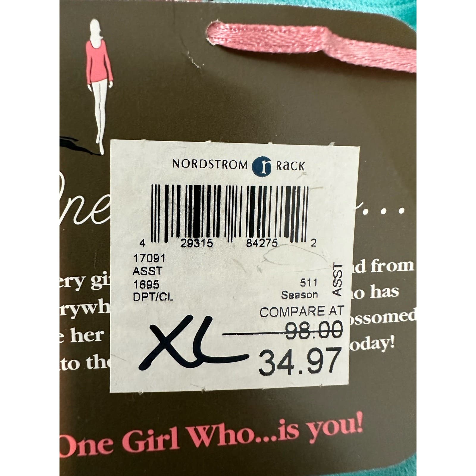 One Girl Who Turquoise/Blue With Chevron Pattern Tank Top XL New With Tags - Thumbnail 9