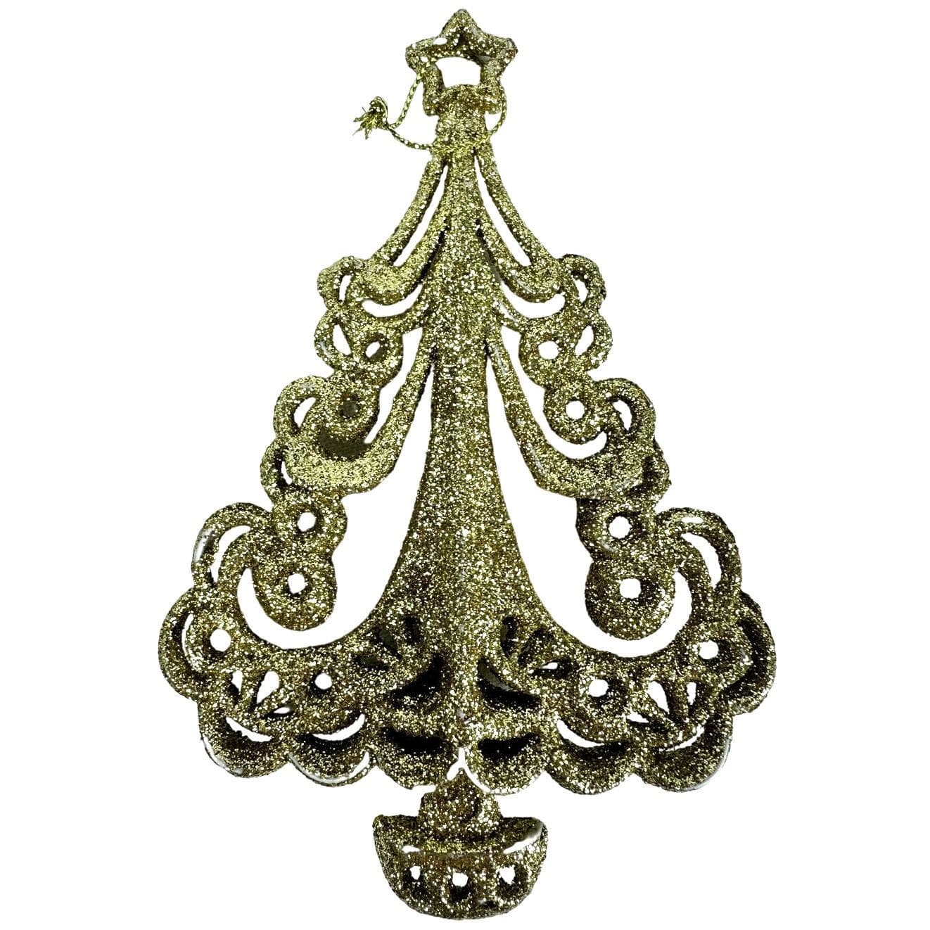 Gold Tone Christmas Ornaments Bird Santa Stocking Christmas Tree-Lot of 4-Nice! - Thumbnail 3