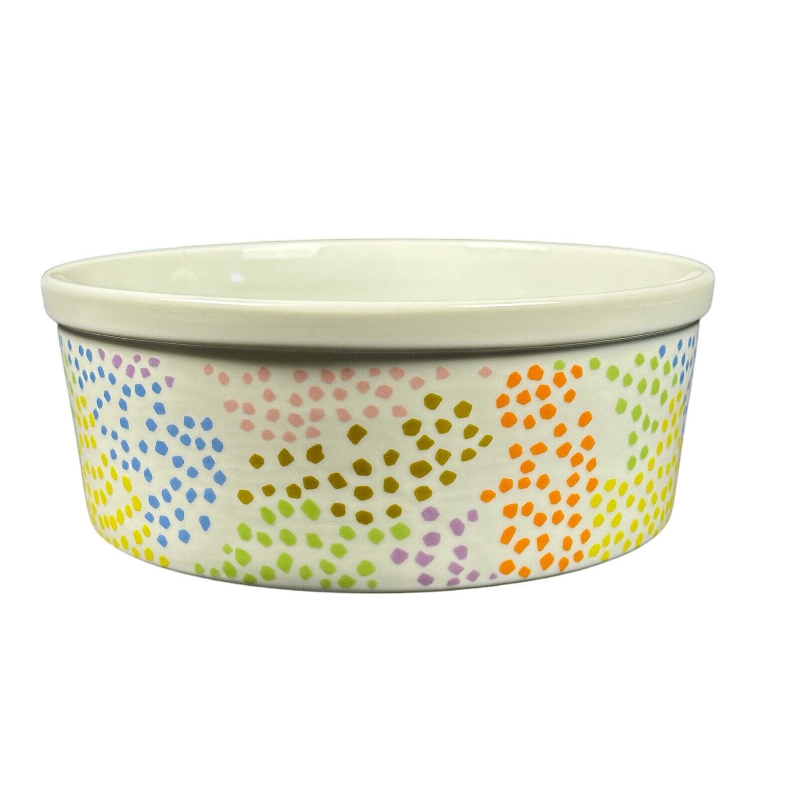 Fitz and Floyd Confetti Dot Multicolor Round Casserole Dish-9" Excellent! - Thumbnail 2