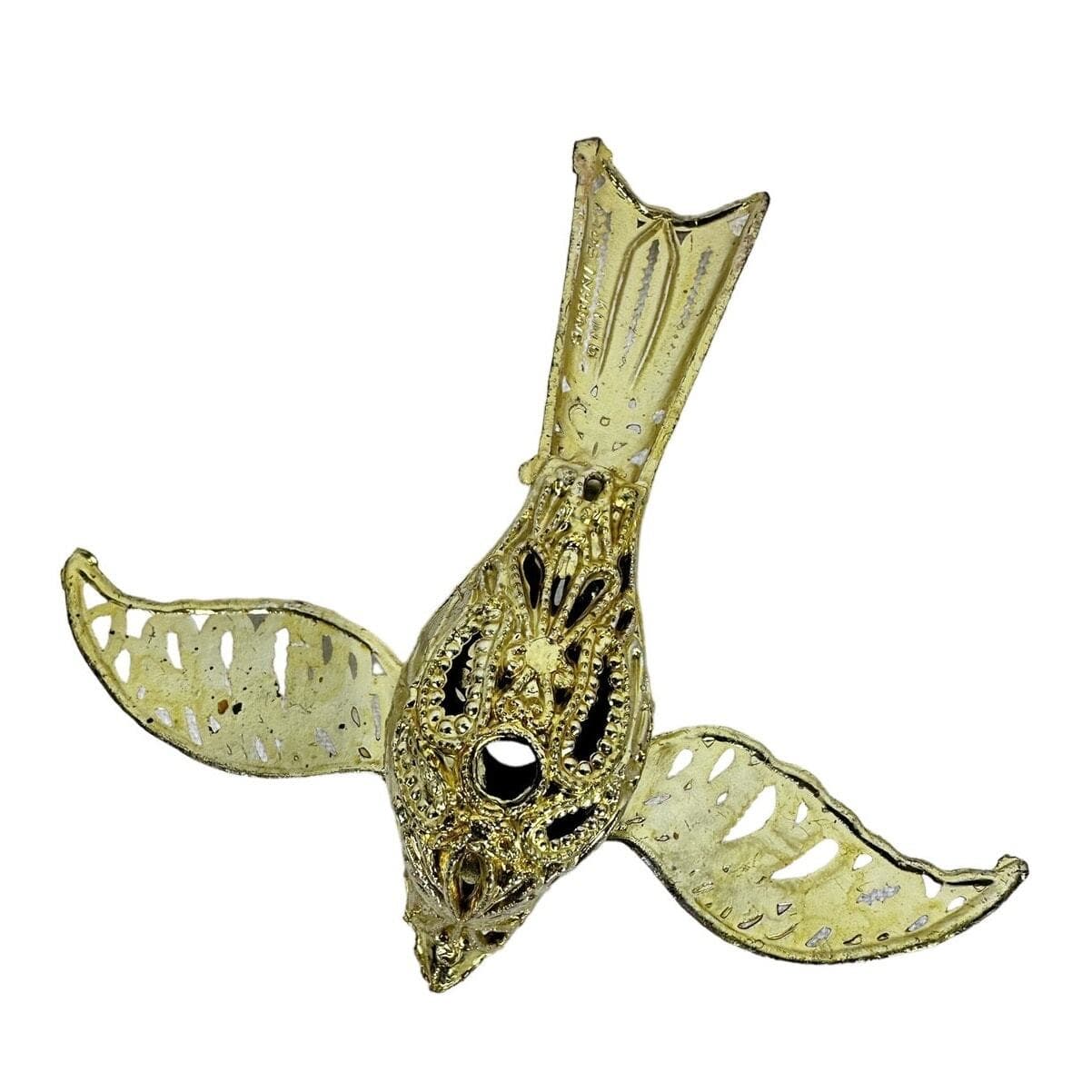 Gold Tone Christmas Ornaments Bird Santa Stocking Christmas Tree-Lot of 4-Nice! - Thumbnail 9