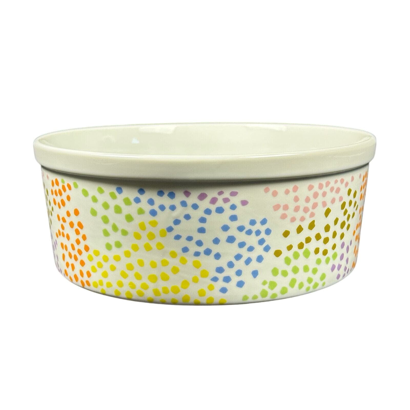 Fitz and Floyd Confetti Dot Multicolor Round Casserole Dish-9" Excellent! - Thumbnail 3